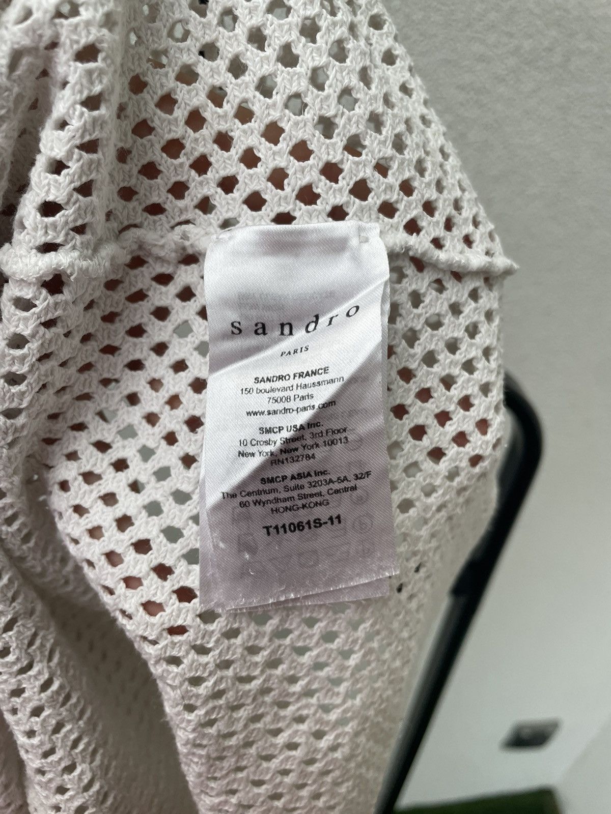 Sandro SS18 Semi-sheer cotton-mesh T-shirt Size US L / EU 52-54 / 3 - 5 Thumbnail