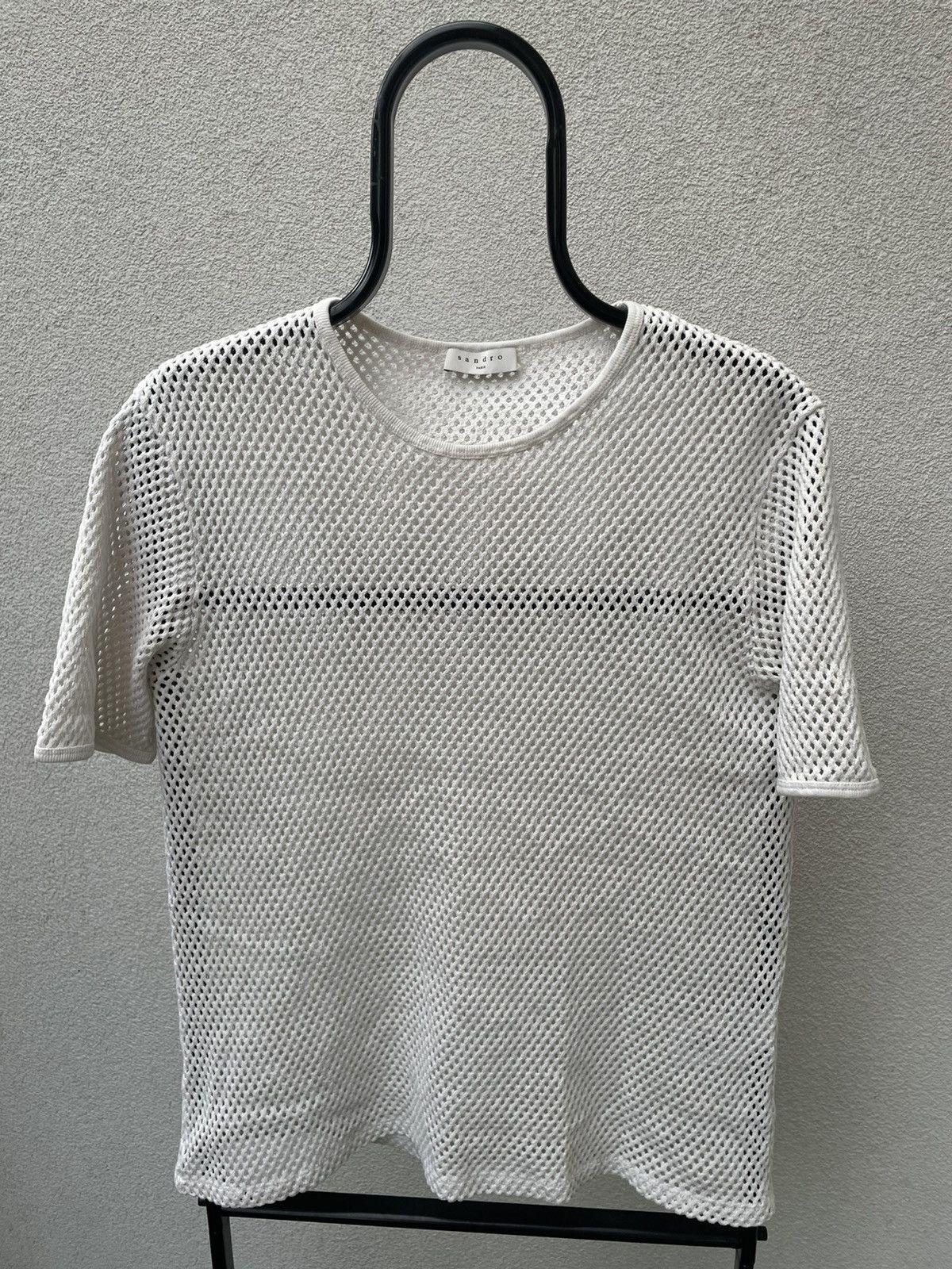 Sandro SS18 Semi-sheer cotton-mesh T-shirt Size US L / EU 52-54 / 3 - 2 Thumbnail