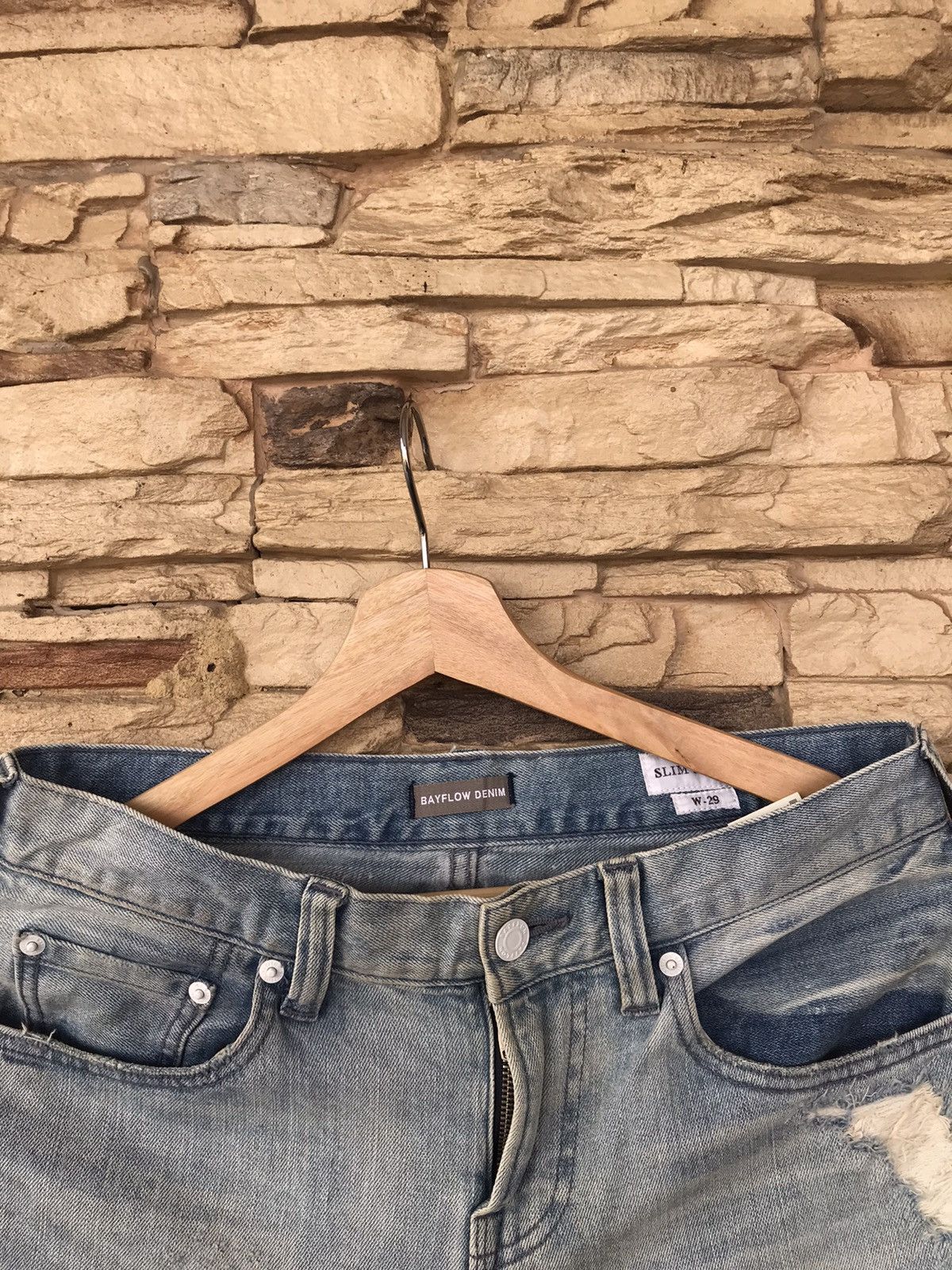 Vintage Flare Bayflow Slim Skinny Distressed Jeans japanese brand Size US 31 - 5 Thumbnail