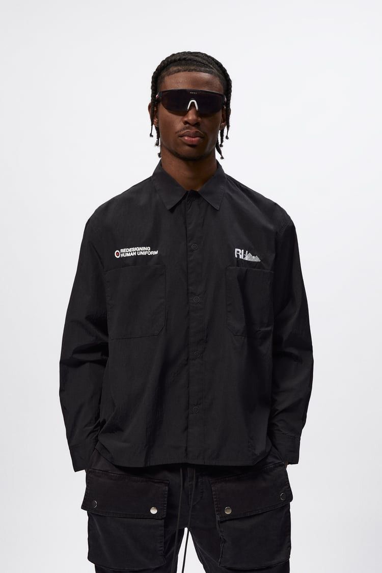 Rhude Rhuigi x Zara L nylon overshirt black light jacket Size US L / EU 52-54 / 3 - 11 Thumbnail