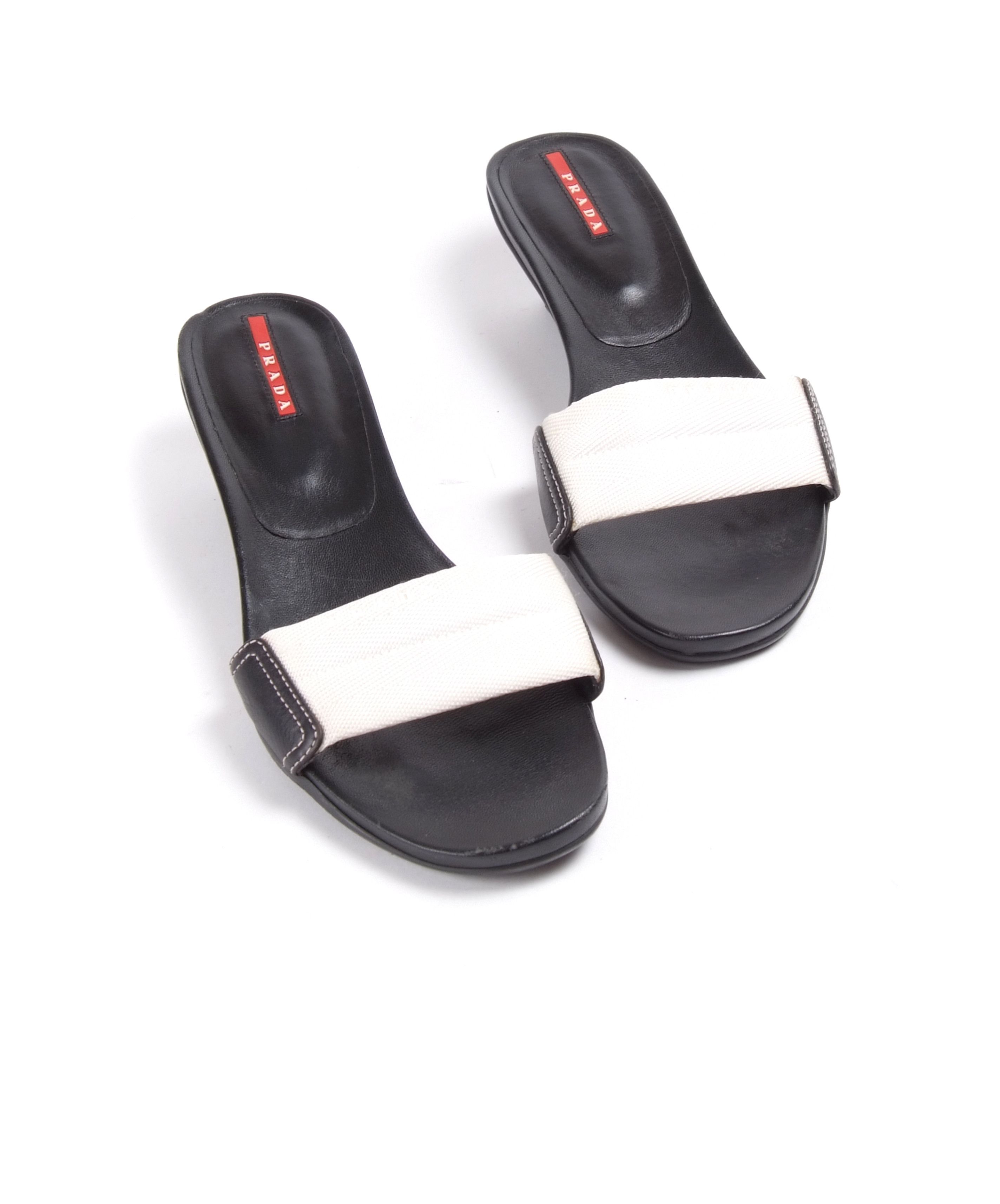Prada × Vintage Prada Slip on Summer Sandals Logo Webbing & Rubber Soles Size US 8 / IT 38 - 1 Thumbnail