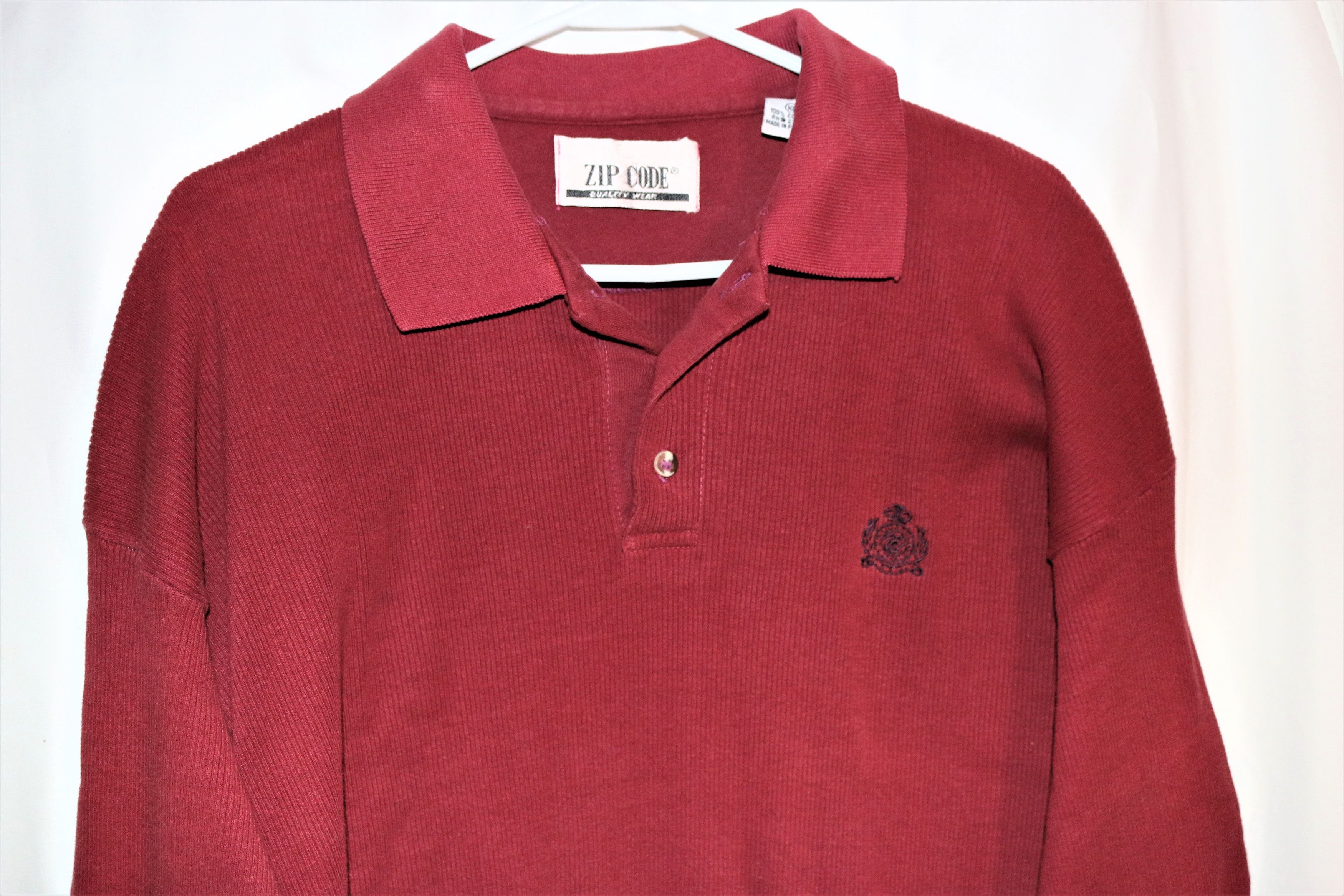 Other Zipcode Vintage Long Sleeve Knit Collared Shirt 100% Cotton Size XL / US 12-14 / IT 48-50 - 4 Thumbnail
