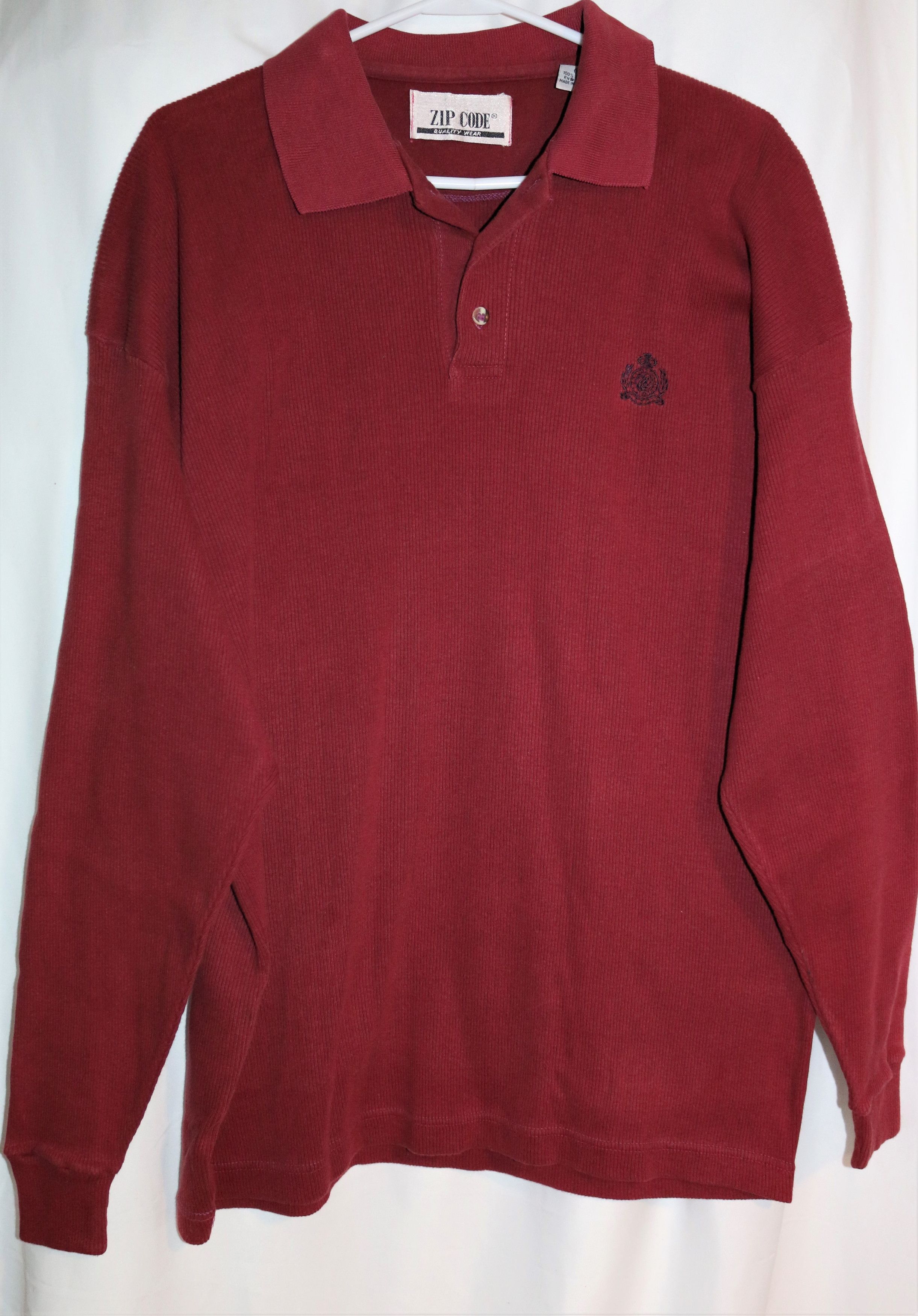 Other Zipcode Vintage Long Sleeve Knit Collared Shirt 100% Cotton Size XL / US 12-14 / IT 48-50 - 1 Thumbnail