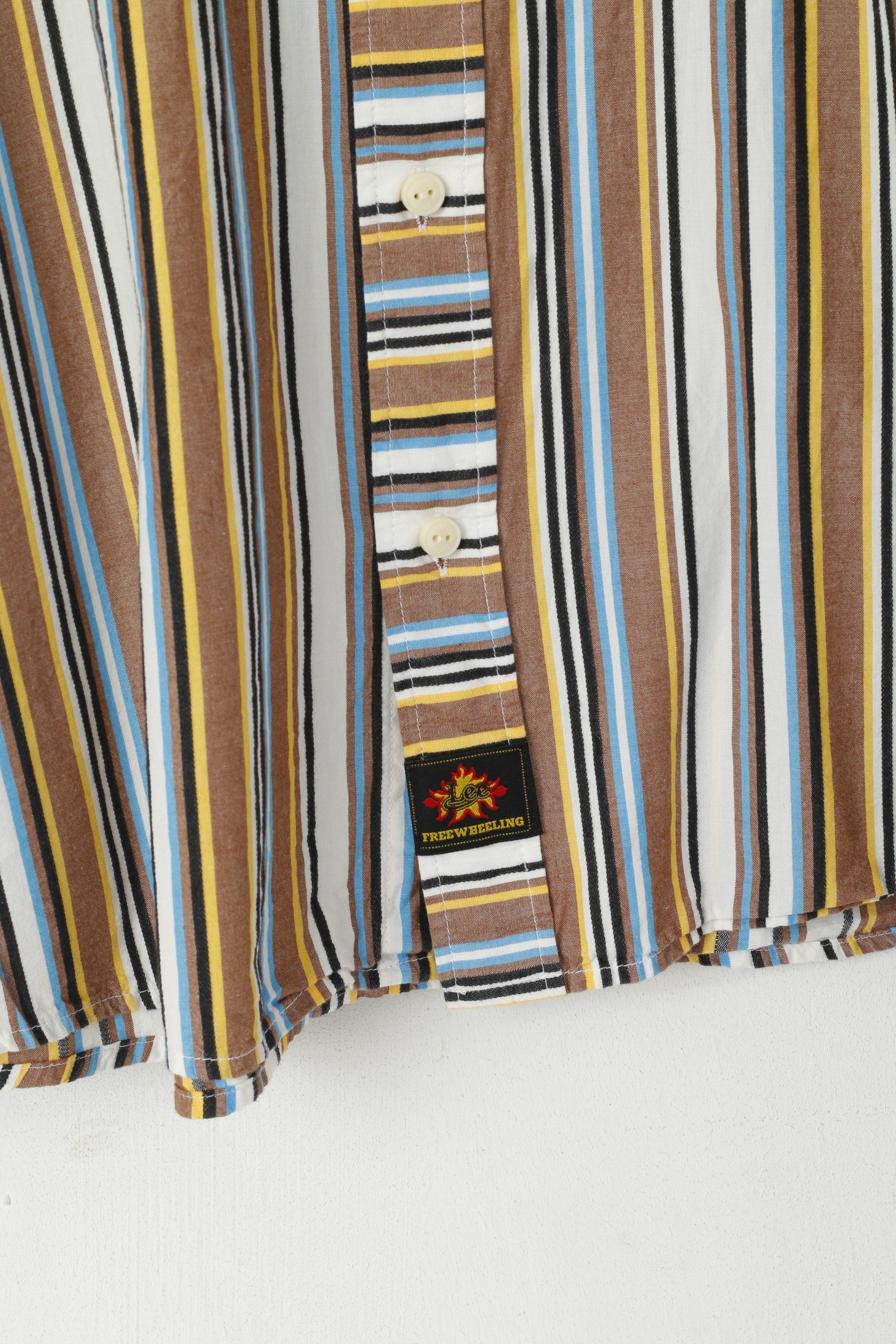 Lee Lee Men XL Casual Shirt Brown Striped Cotton Western 1211 Size US XL / EU 56 / 4 - 5 Thumbnail