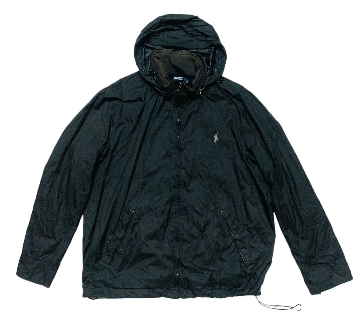 Vintage 90s POLO RL FLEECE LINING NYLON HOODIE JACKET Size US XXL / EU 58 / 5 - 1 Thumbnail