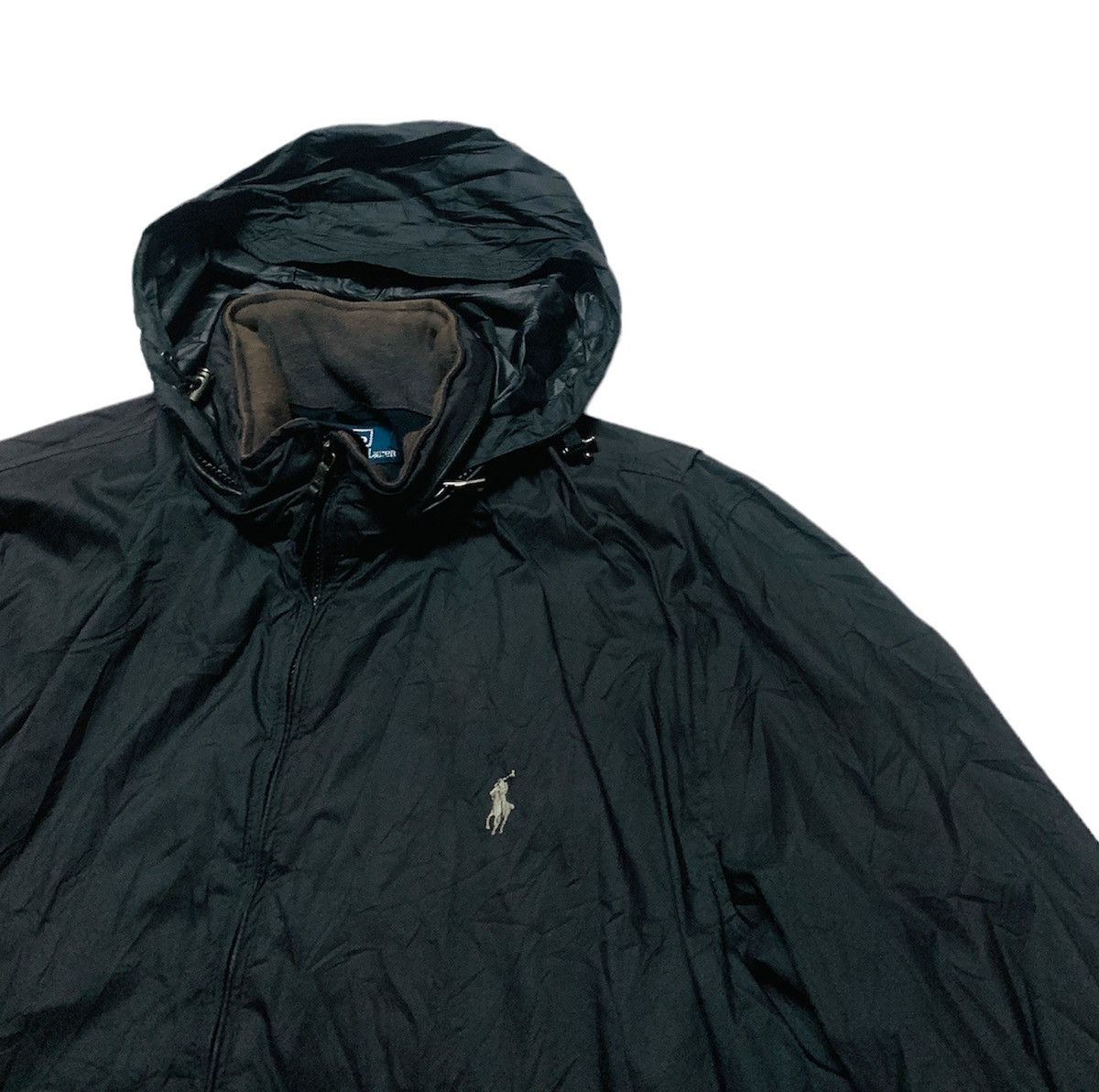 Vintage 90s POLO RL FLEECE LINING NYLON HOODIE JACKET Size US XXL / EU 58 / 5 - 4 Thumbnail