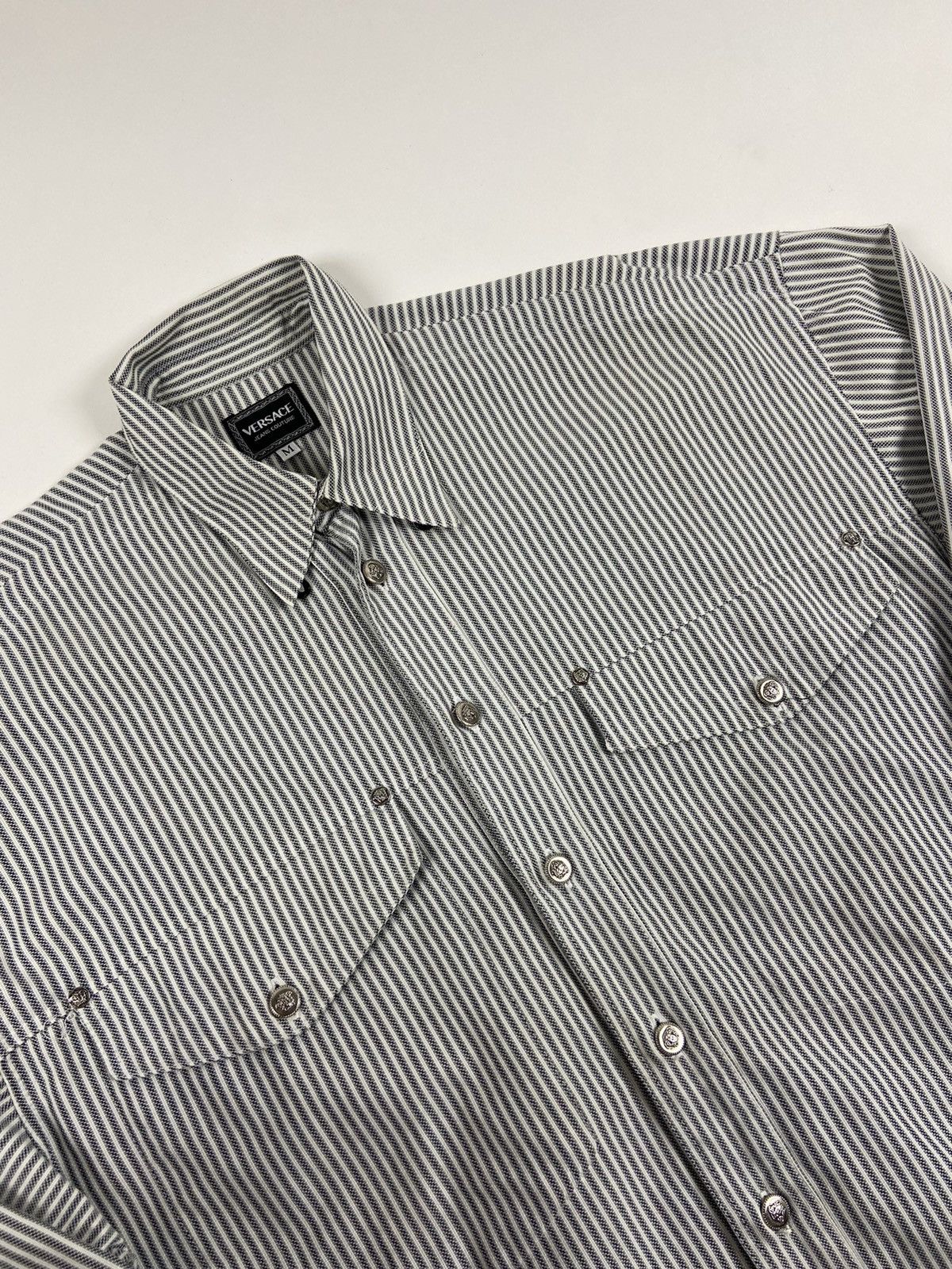 Versace Rare Versace Jeans Couture Striped Heavy Cotton Shirt Size US M / EU 48-50 / 2 - 1 Thumbnail