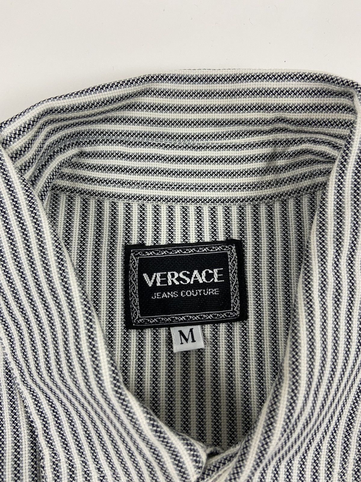 Versace Rare Versace Jeans Couture Striped Heavy Cotton Shirt Size US M / EU 48-50 / 2 - 8 Thumbnail