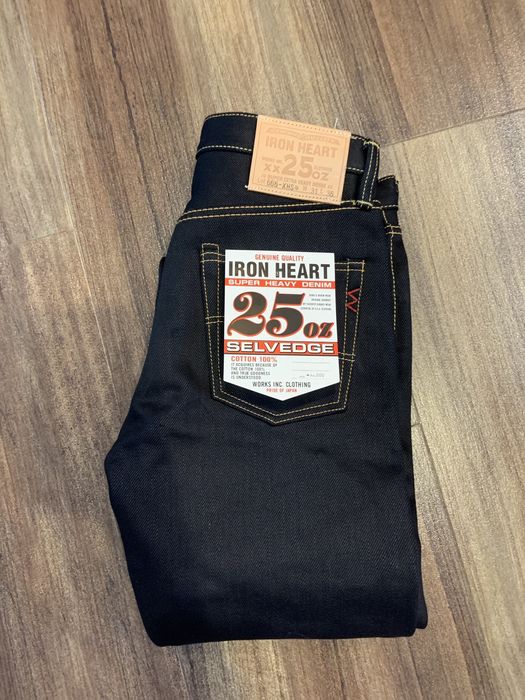 Iron Heart 25oz IH666XHSib Selvedge Denim Slim Straight Indigo/Black Grailed