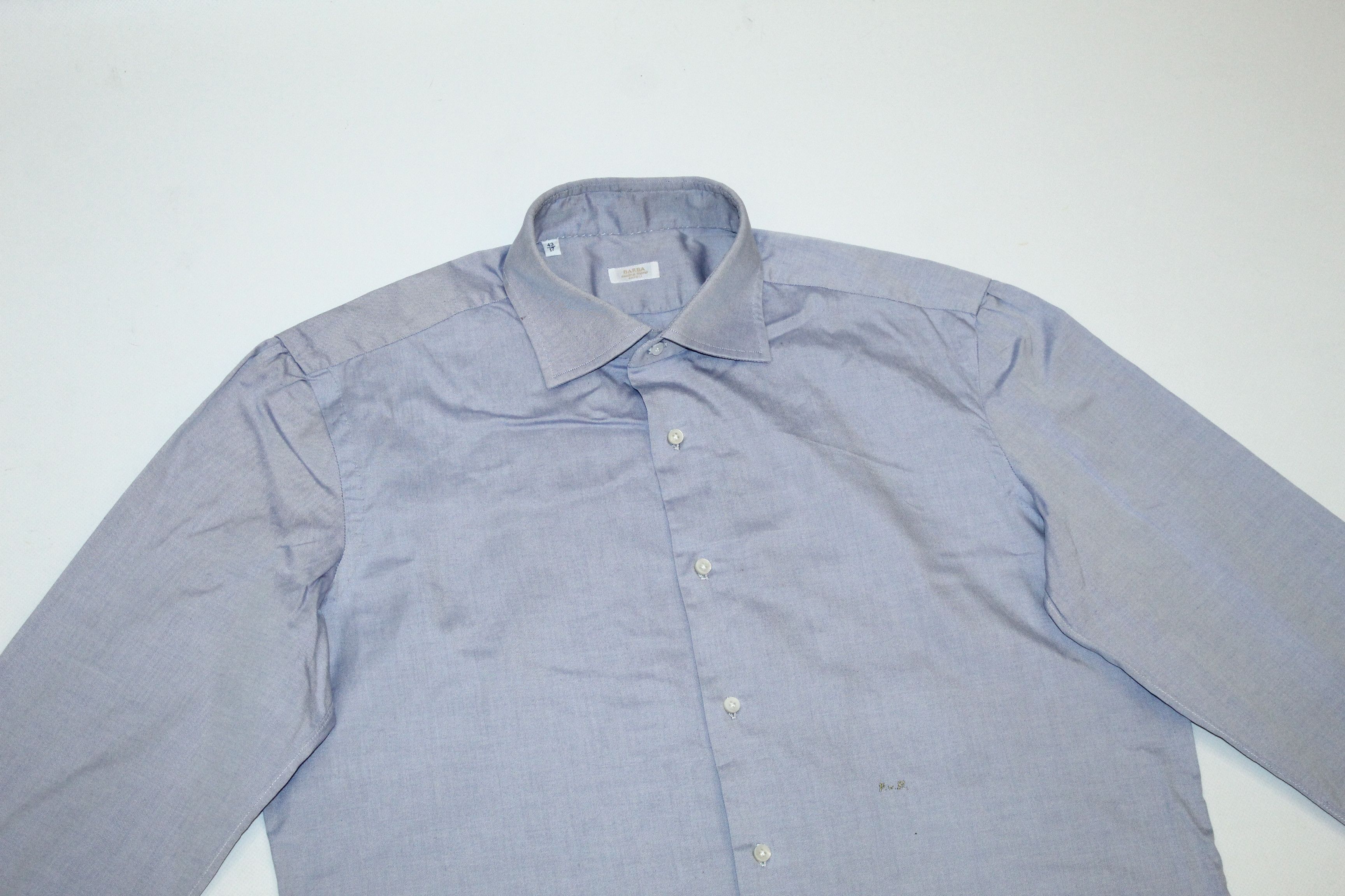 Barba Napoli Barba Napoli Signatured Semi-Cutaway Bespoke Dress Shirt Size 44L - 3 Thumbnail