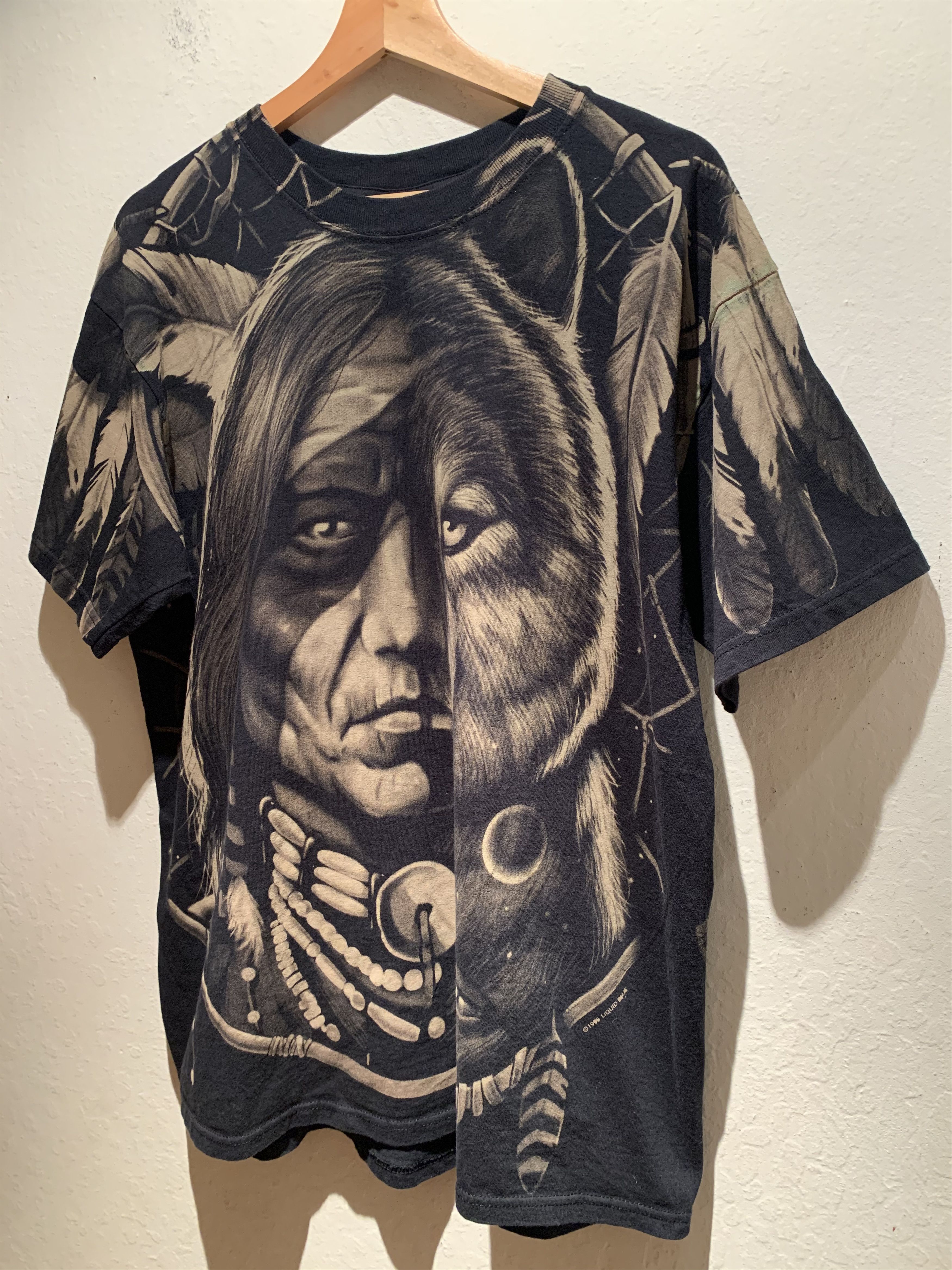 Vintage *RARE* Vintage 1996 Liquid Blue Native Chief Hawk Wolf Shirt ...