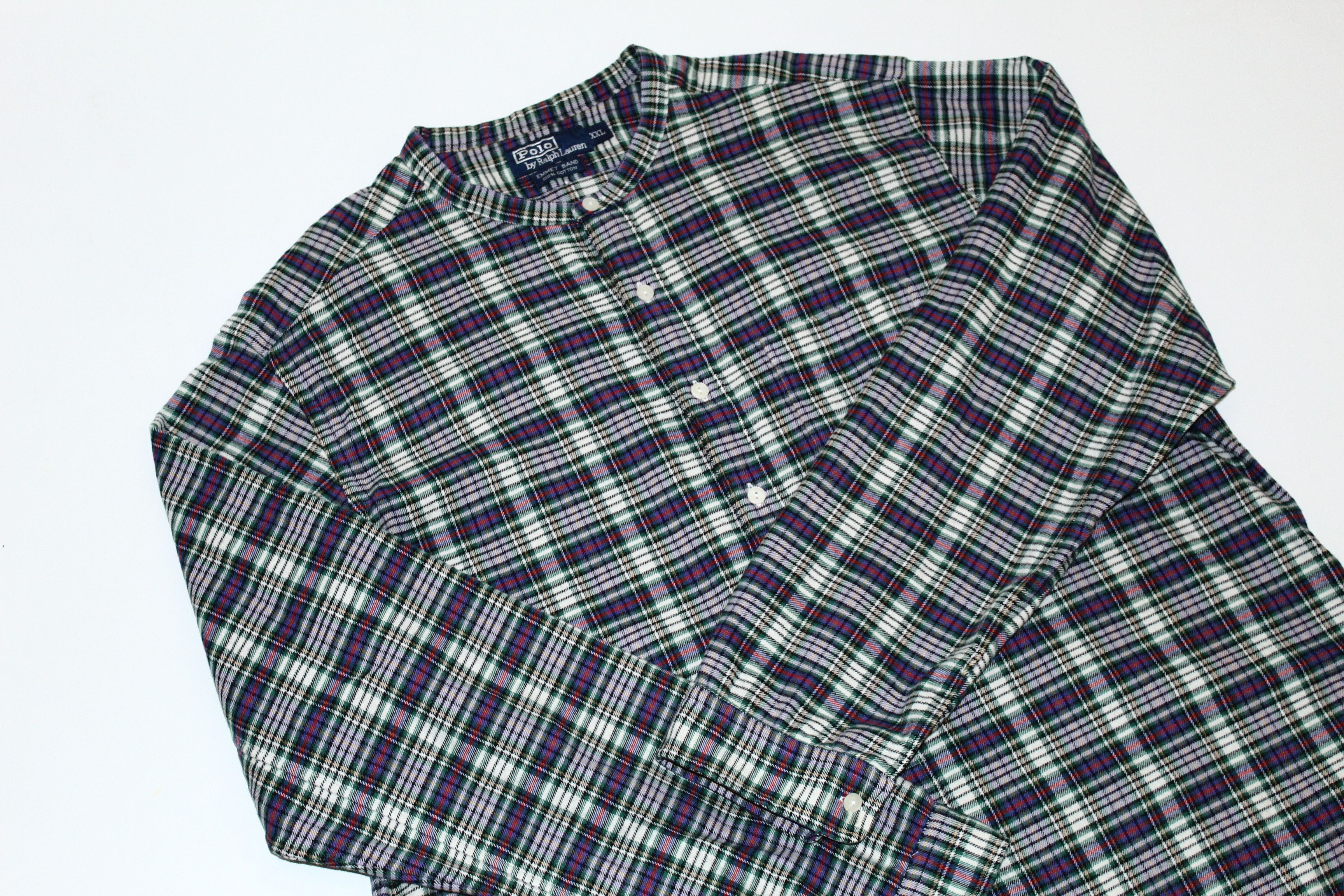 Polo Ralph Lauren 💥 Polo Ralph Lauren Emmet Band Popover Rugged Flannel Shirt Size US XXL / EU 58 / 5 - 4 Thumbnail