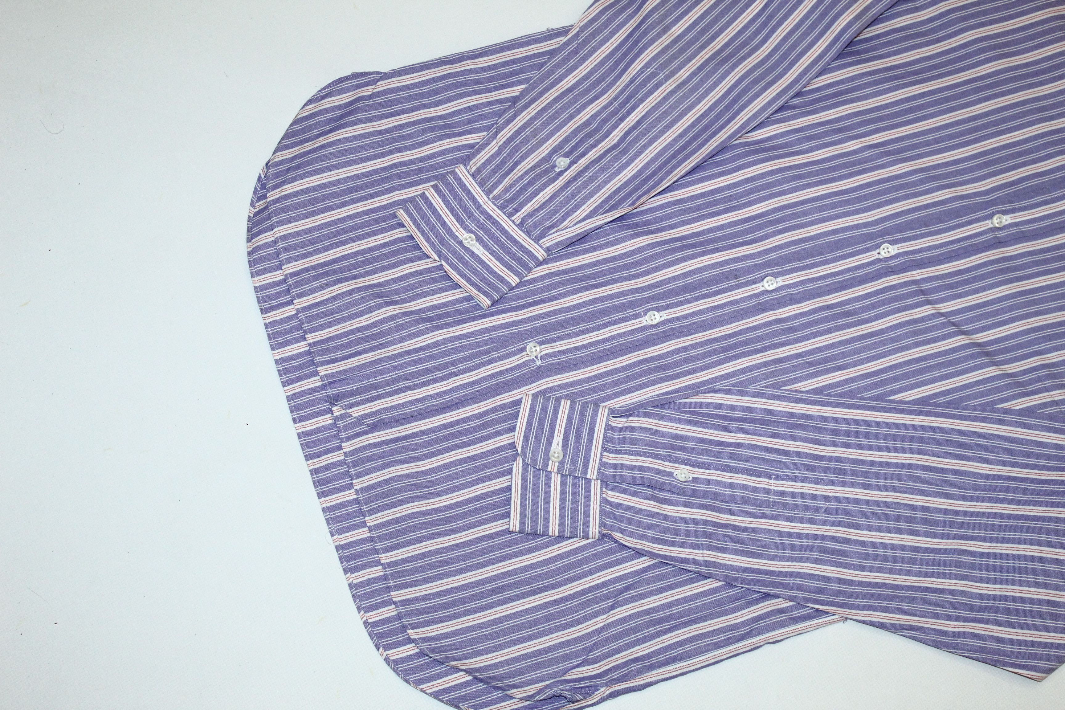 Ralph Lauren Purple Label Ralph Lauren Purple Label Striped Cutaway Collar Twill Shirt Size US L / EU 52-54 / 3 - 4 Thumbnail