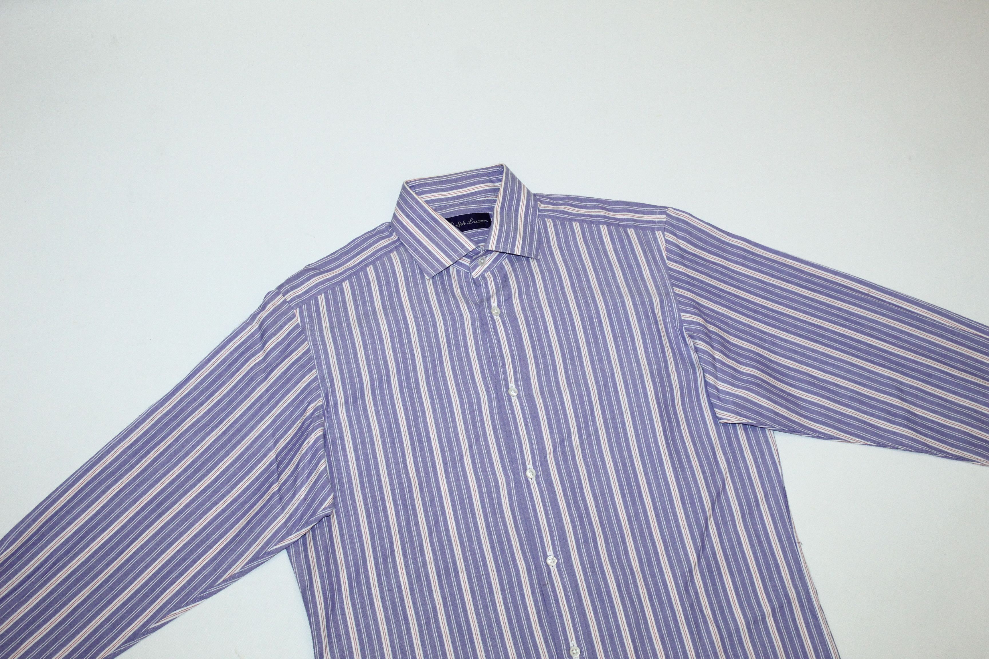Ralph Lauren Purple Label Ralph Lauren Purple Label Striped Cutaway Collar Twill Shirt Size US L / EU 52-54 / 3 - 3 Thumbnail