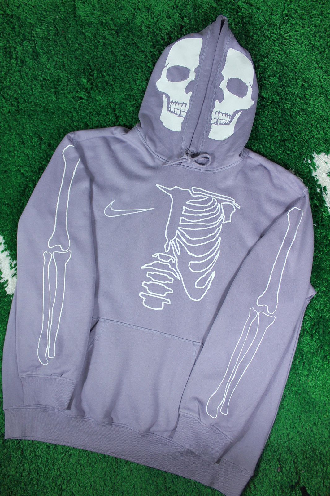 Vintage Nike Swoosh Skeleton Hoodie Purple M