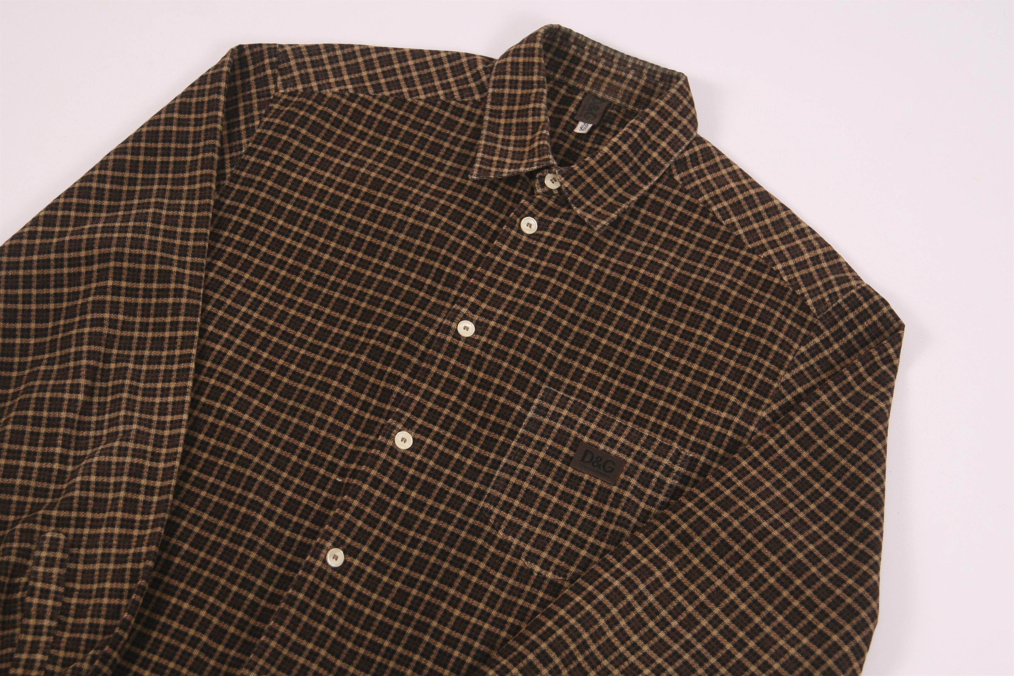 Dolce & Gabbana 💥 VTG 80s D&G Checkered Terry Cotton Casual Shirt Size US M / EU 48-50 / 2 - 3 Thumbnail
