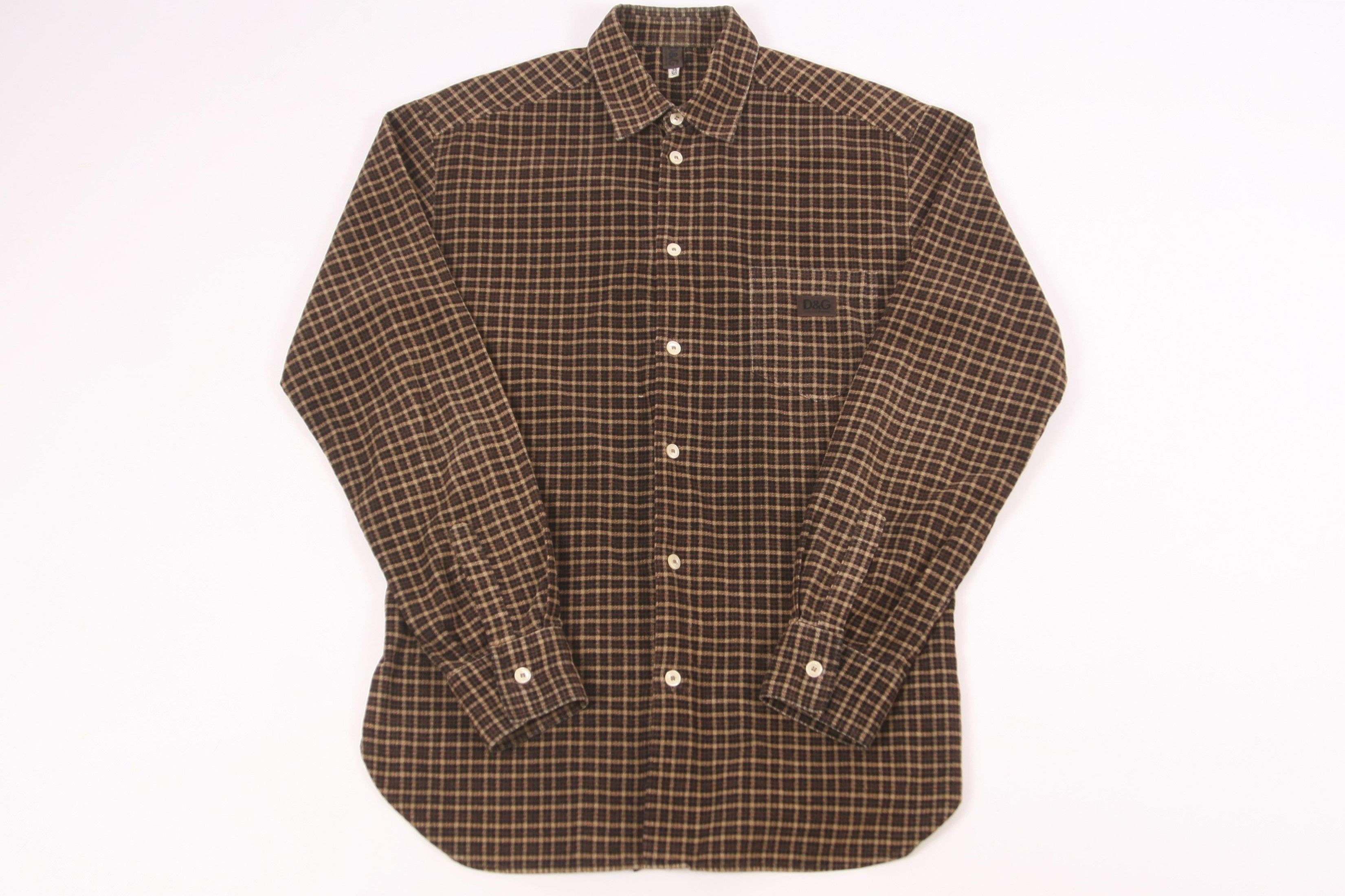 Dolce & Gabbana 💥 VTG 80s D&G Checkered Terry Cotton Casual Shirt Size US M / EU 48-50 / 2 - 2 Thumbnail