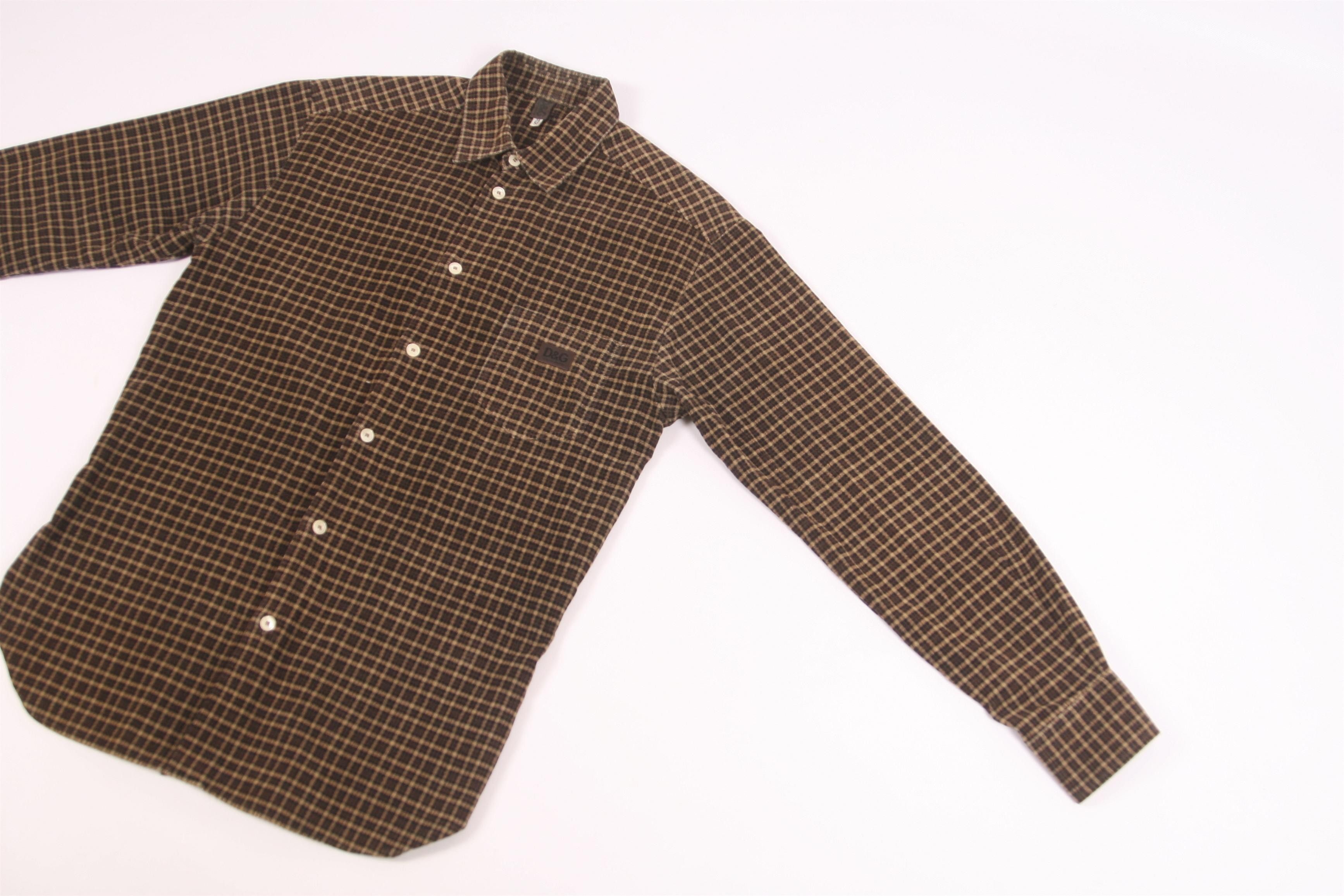 Dolce & Gabbana 💥 VTG 80s D&G Checkered Terry Cotton Casual Shirt Size US M / EU 48-50 / 2 - 5 Thumbnail