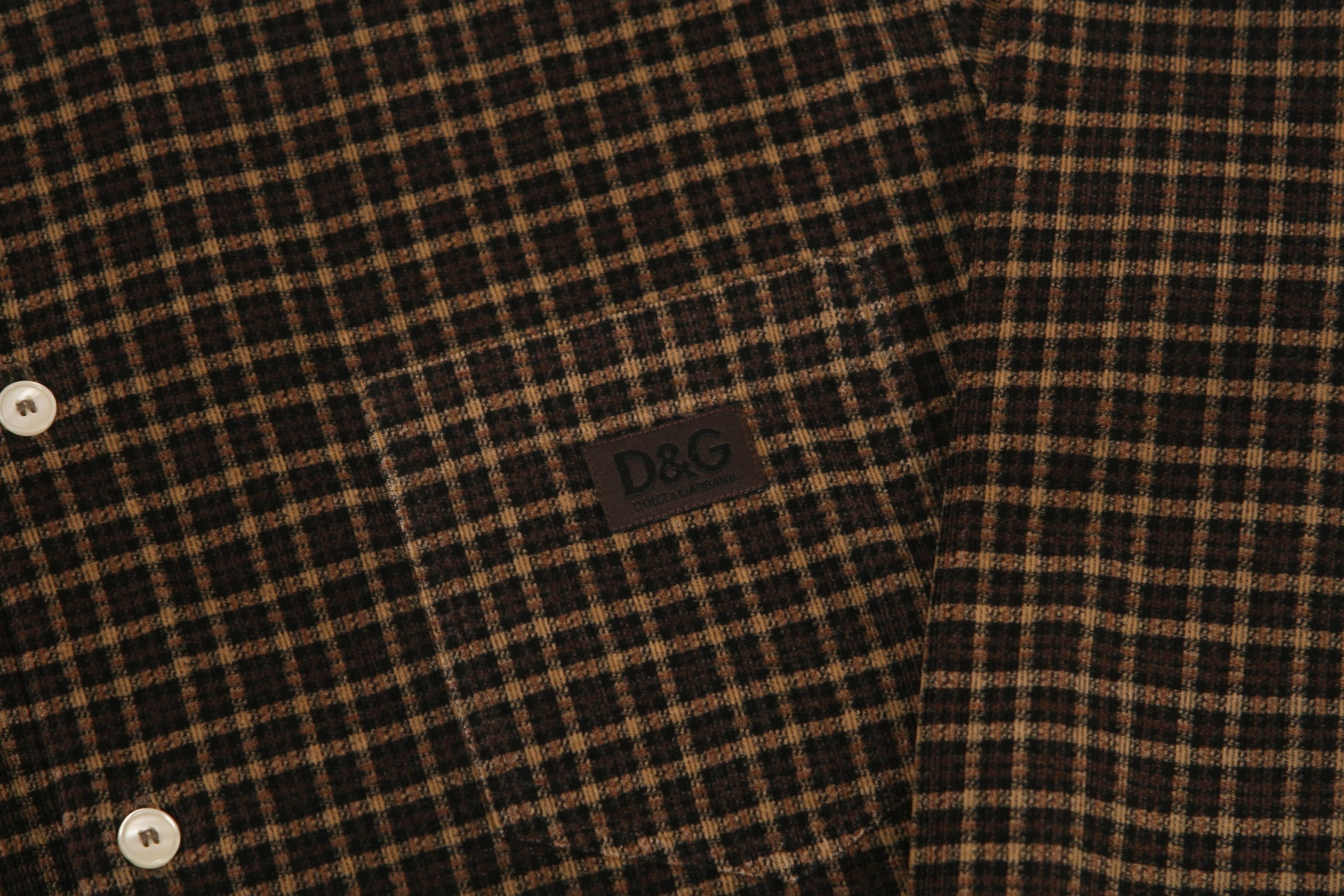 Dolce & Gabbana 💥 VTG 80s D&G Checkered Terry Cotton Casual Shirt Size US M / EU 48-50 / 2 - 6 Thumbnail