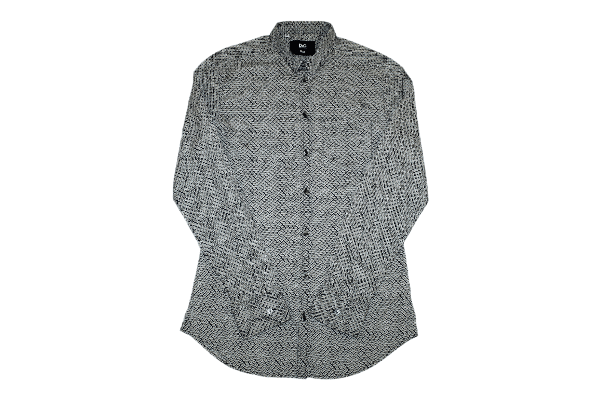 Dolce & Gabbana D&G Brad Super Slim Abstract Stretch Cotton Dress Shirt Size US L / EU 52-54 / 3 - 1 Thumbnail