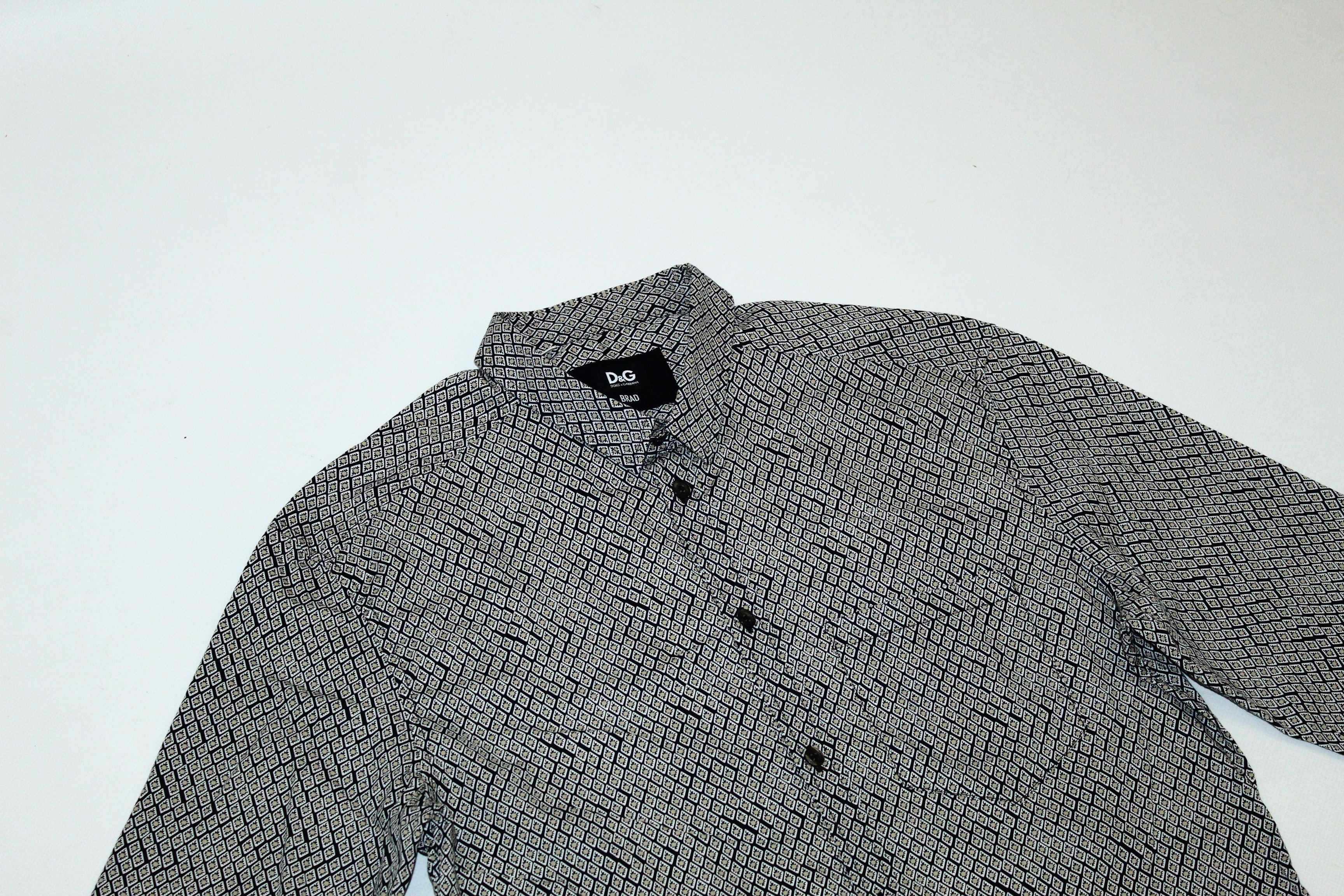Dolce & Gabbana D&G Brad Super Slim Abstract Stretch Cotton Dress Shirt Size US L / EU 52-54 / 3 - 3 Thumbnail