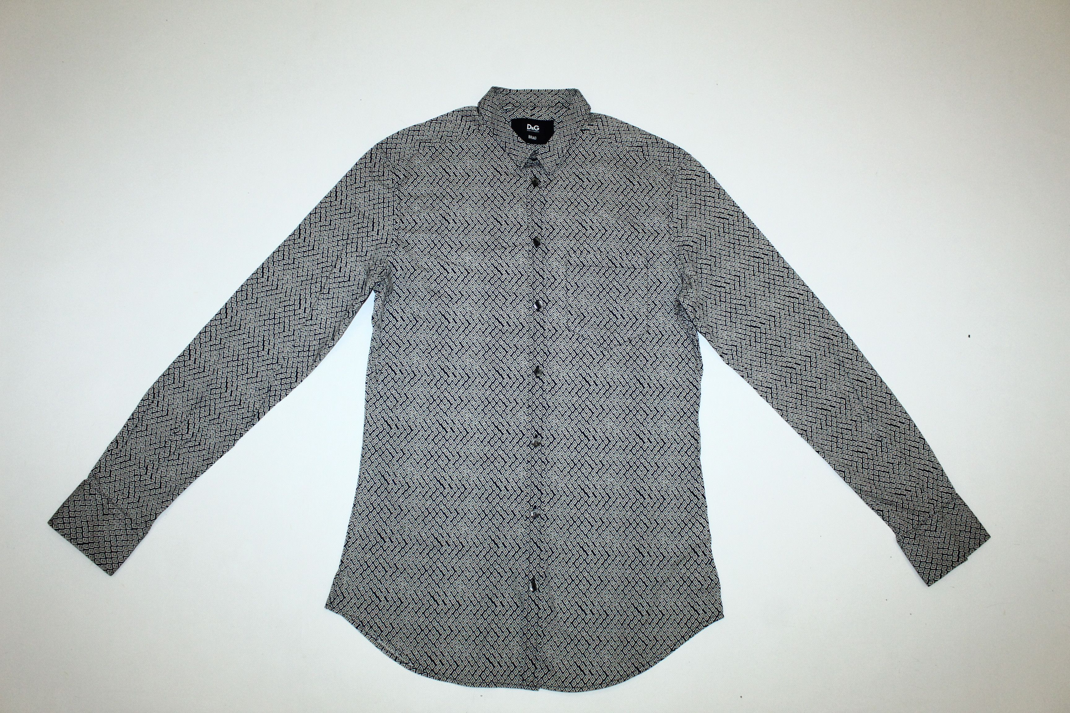 Dolce & Gabbana D&G Brad Super Slim Abstract Stretch Cotton Dress Shirt Size US L / EU 52-54 / 3 - 2 Thumbnail