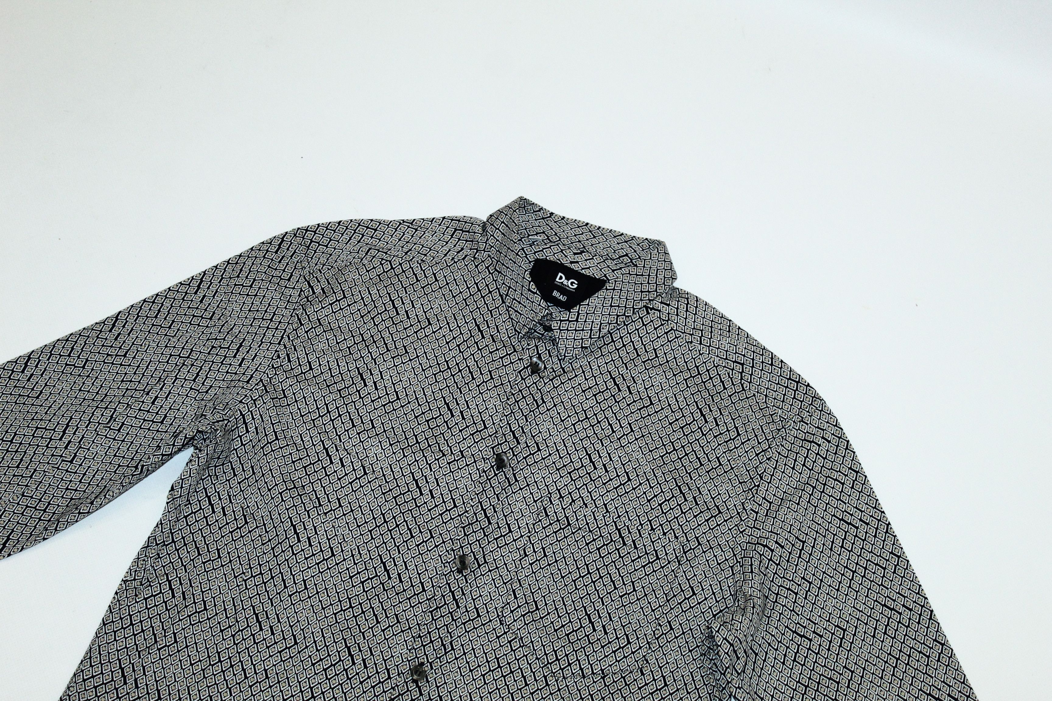 Dolce & Gabbana D&G Brad Super Slim Abstract Stretch Cotton Dress Shirt Size US L / EU 52-54 / 3 - 4 Thumbnail