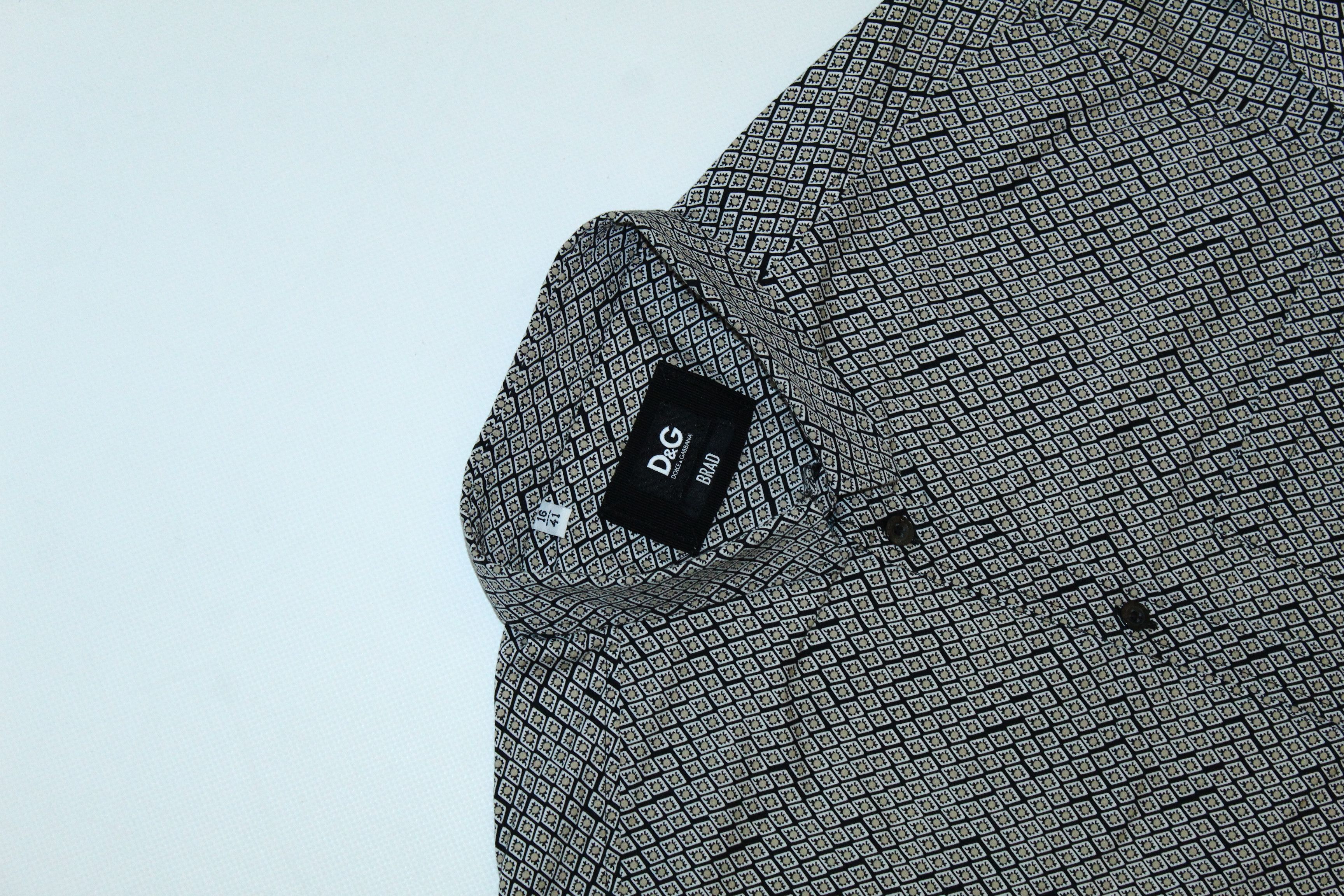Dolce & Gabbana D&G Brad Super Slim Abstract Stretch Cotton Dress Shirt Size US L / EU 52-54 / 3 - 5 Thumbnail