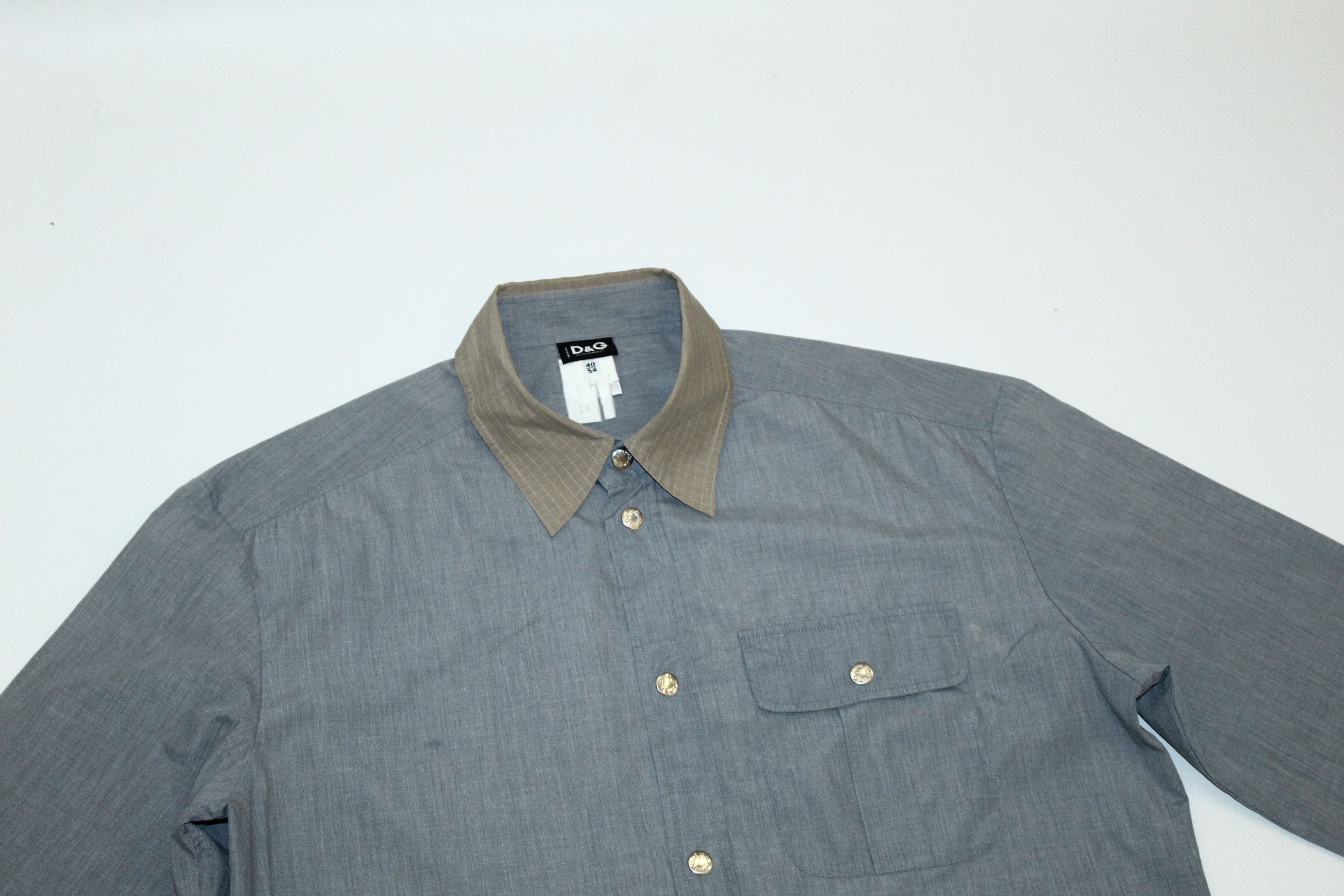 Dolce & Gabbana Dolce & Gabbana Slim Fit Snap Button Textured Cotton Shirt Size US L / EU 52-54 / 3 - 2 Thumbnail