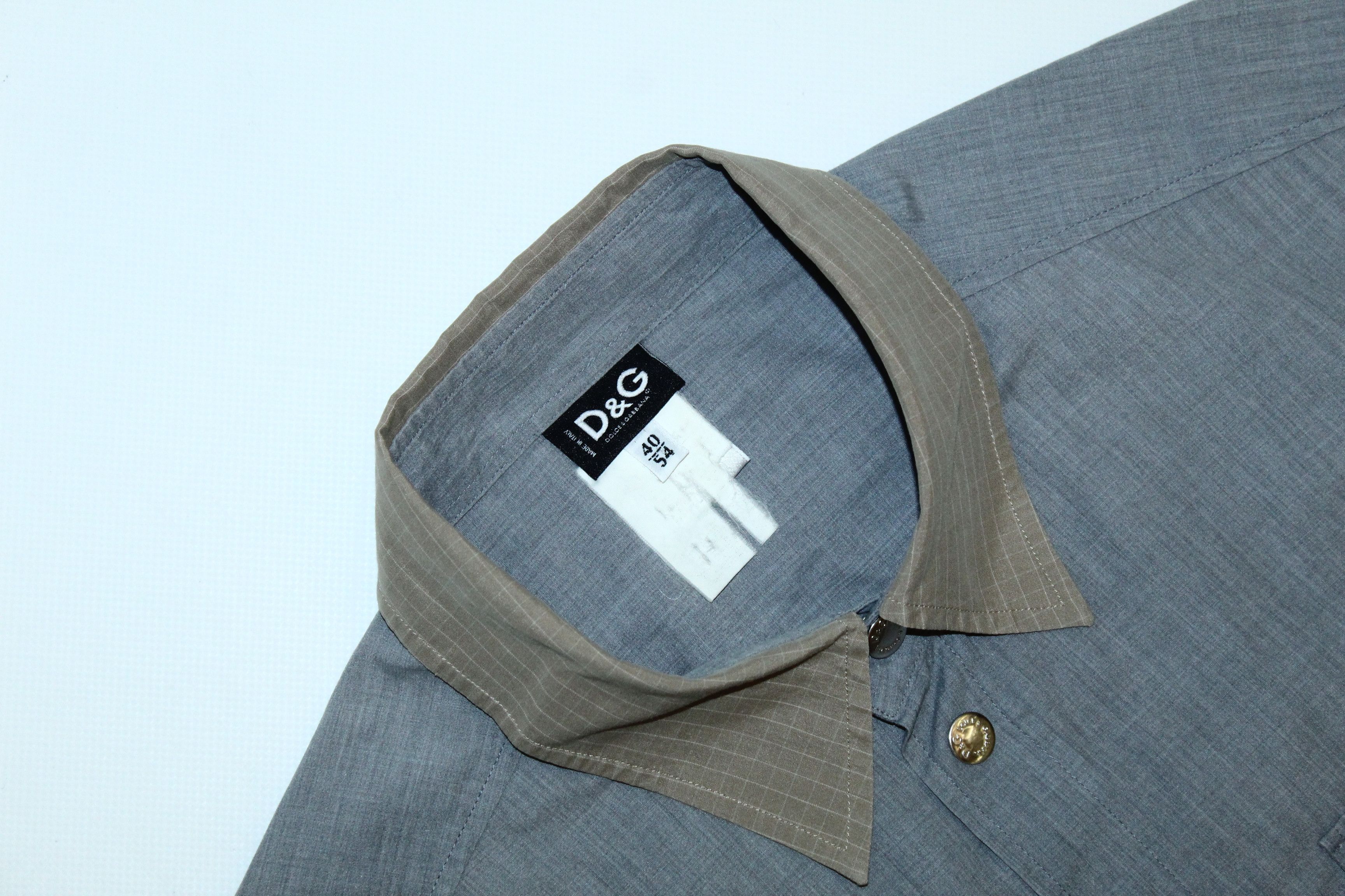 Dolce & Gabbana Dolce & Gabbana Slim Fit Snap Button Textured Cotton Shirt Size US L / EU 52-54 / 3 - 3 Thumbnail