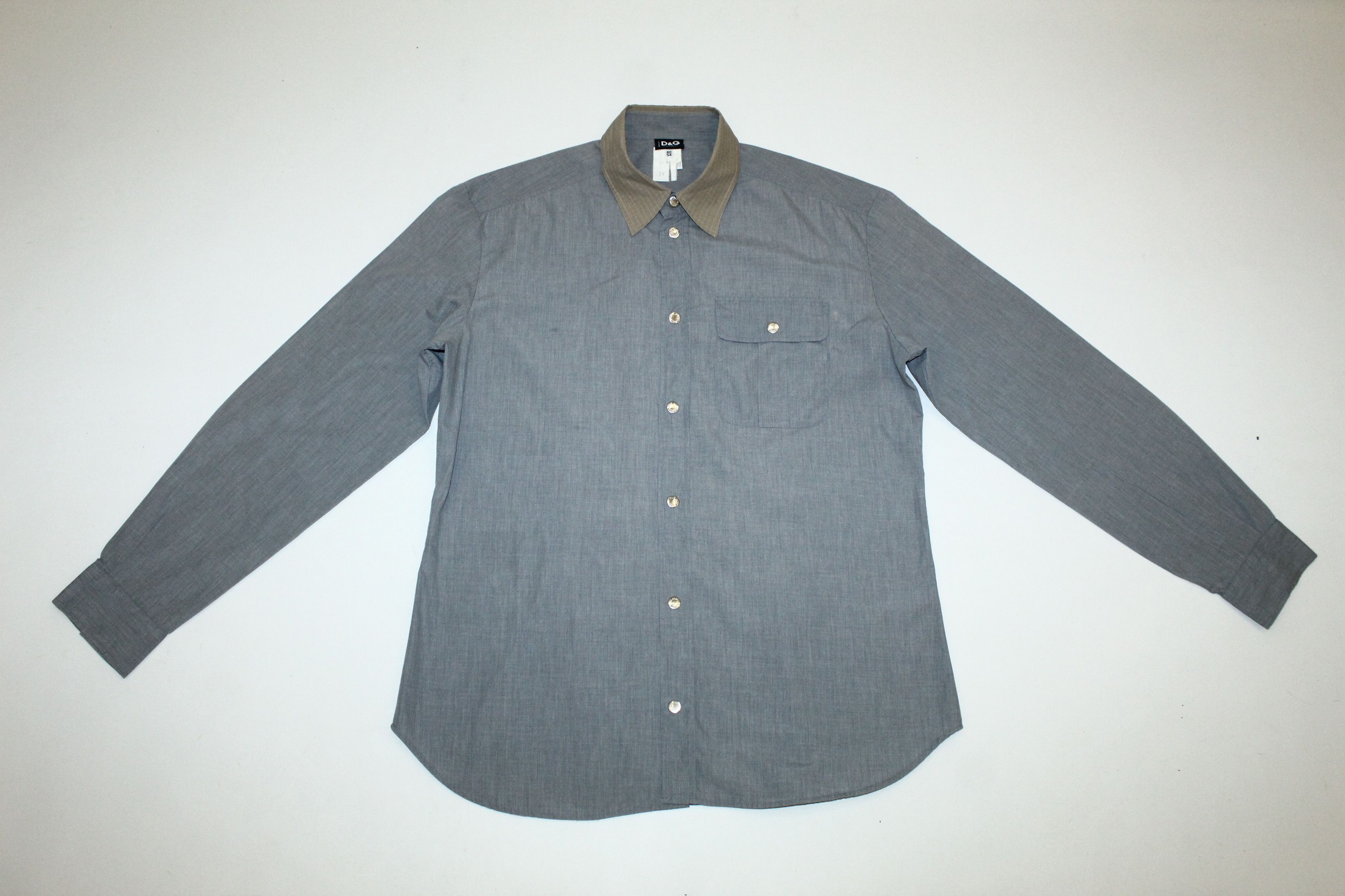 Dolce & Gabbana Dolce & Gabbana Slim Fit Snap Button Textured Cotton Shirt Size US L / EU 52-54 / 3 - 5 Thumbnail