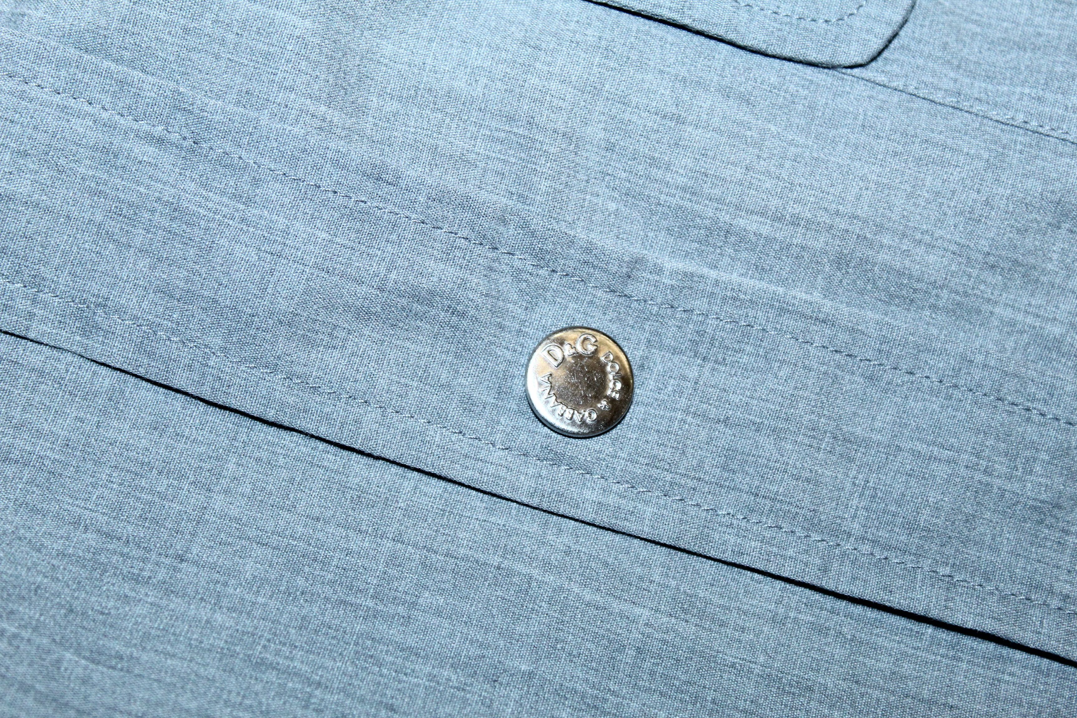 Dolce & Gabbana Dolce & Gabbana Slim Fit Snap Button Textured Cotton Shirt Size US L / EU 52-54 / 3 - 6 Thumbnail