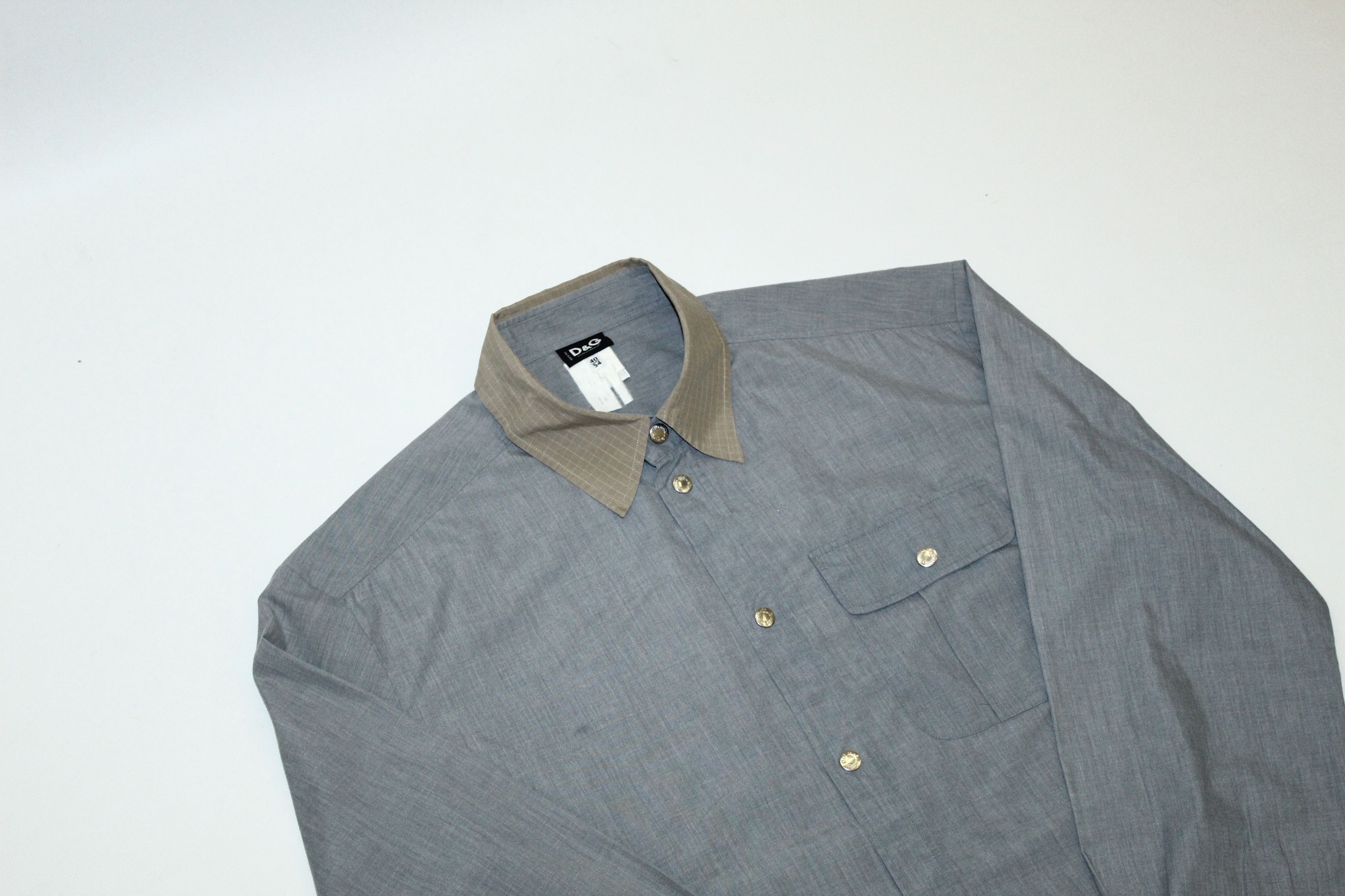 Dolce & Gabbana Dolce & Gabbana Slim Fit Snap Button Textured Cotton Shirt Size US L / EU 52-54 / 3 - 8 Thumbnail