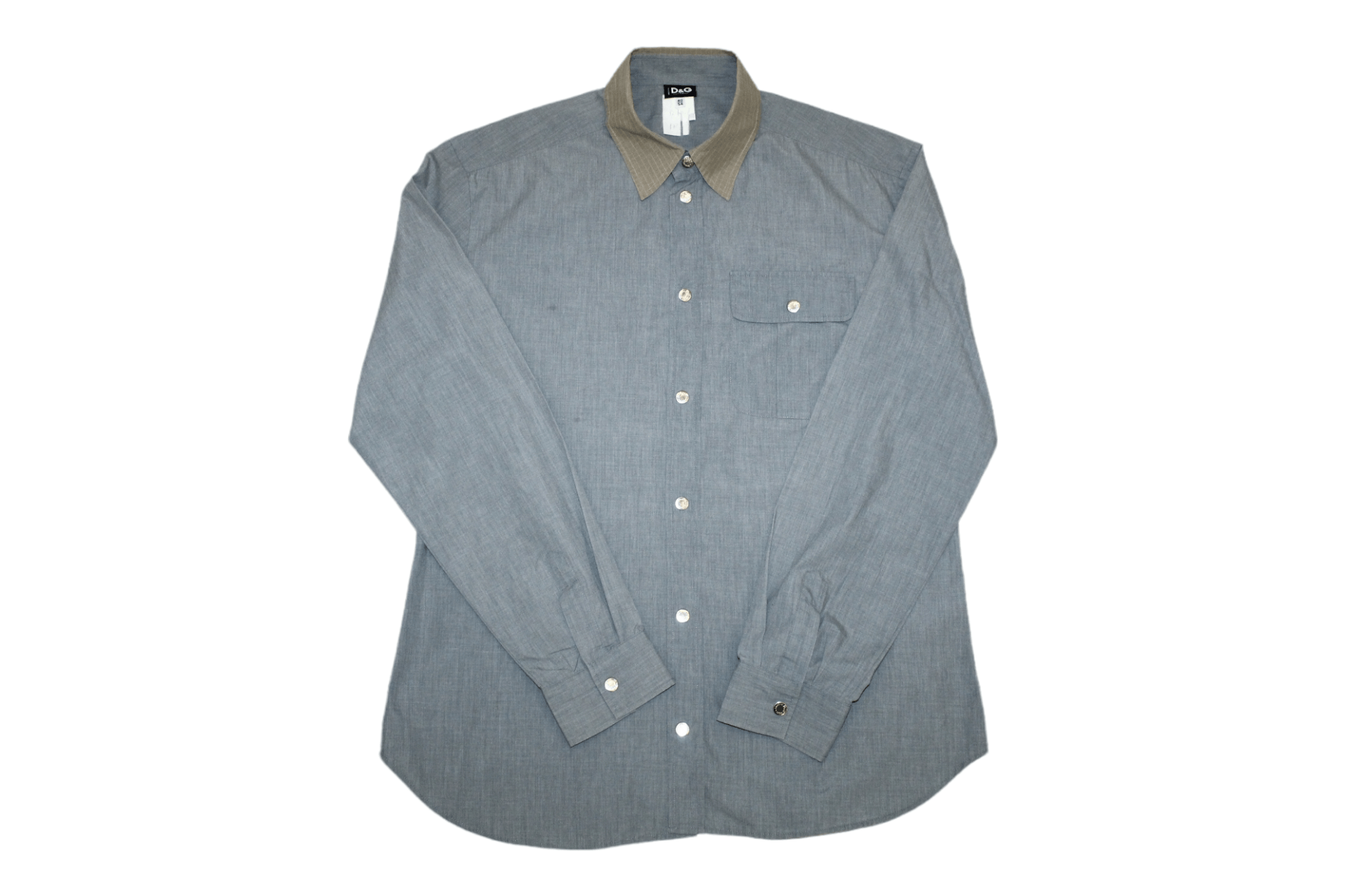 Dolce & Gabbana Dolce & Gabbana Slim Fit Snap Button Textured Cotton Shirt Size US L / EU 52-54 / 3 - 1 Thumbnail