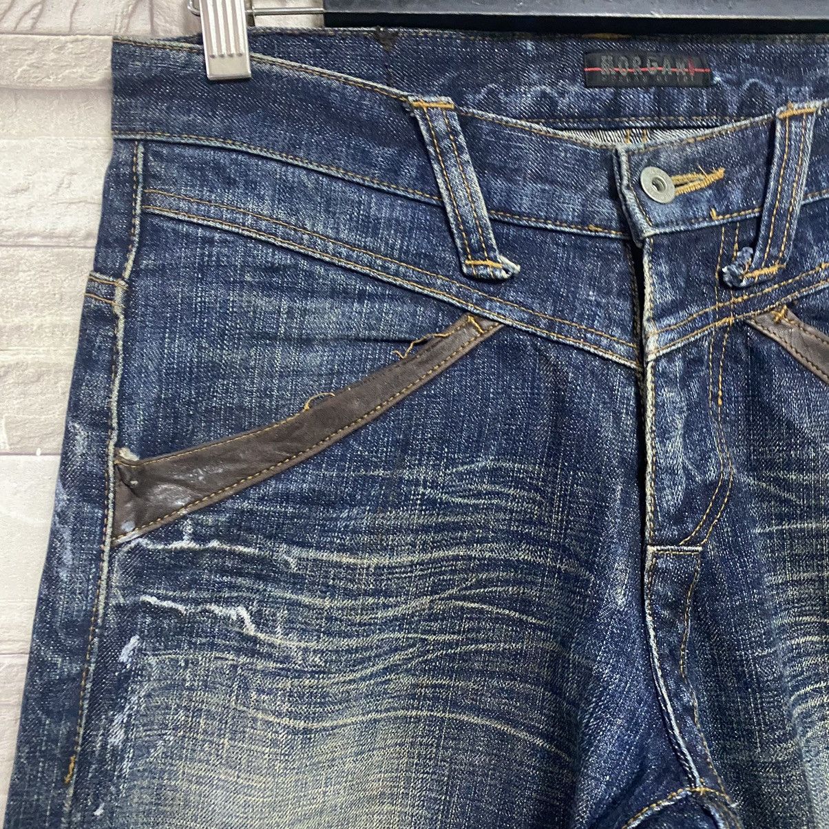 Morgan Homme MORGAN HOMME Leather Trimmed Denim Patchwork Jeans Size US 31 - 7 Thumbnail