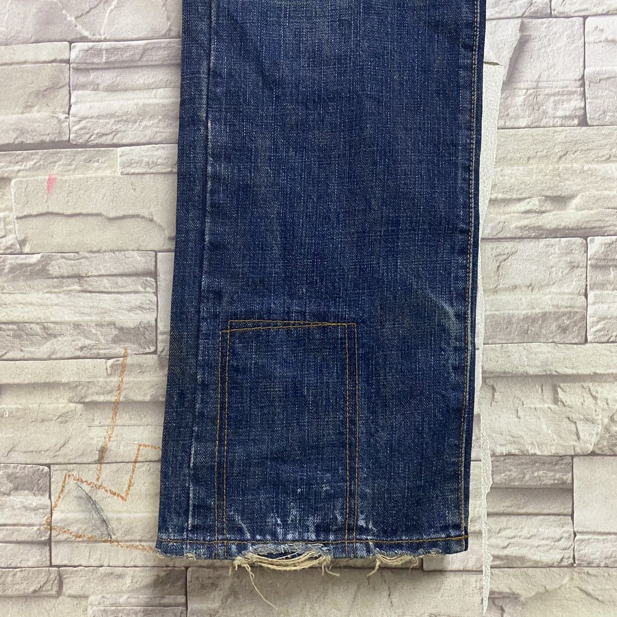 Morgan Homme MORGAN HOMME Leather Trimmed Denim Patchwork Jeans Size US 31 - 10 Thumbnail