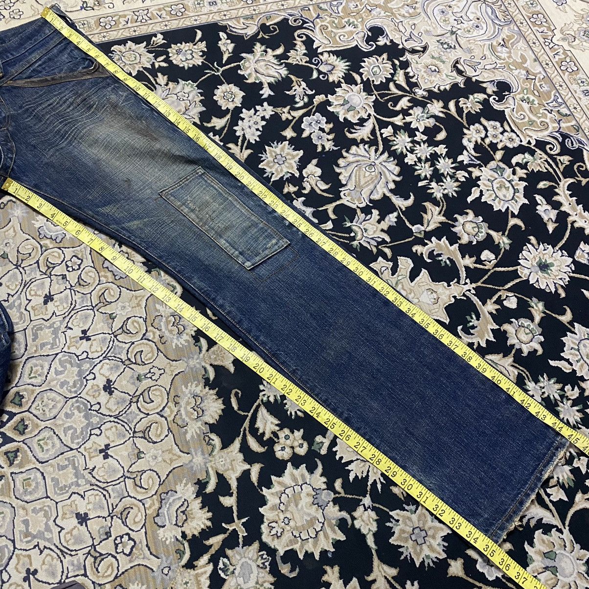 Morgan Homme MORGAN HOMME Leather Trimmed Denim Patchwork Jeans Size US 31 - 23 Thumbnail
