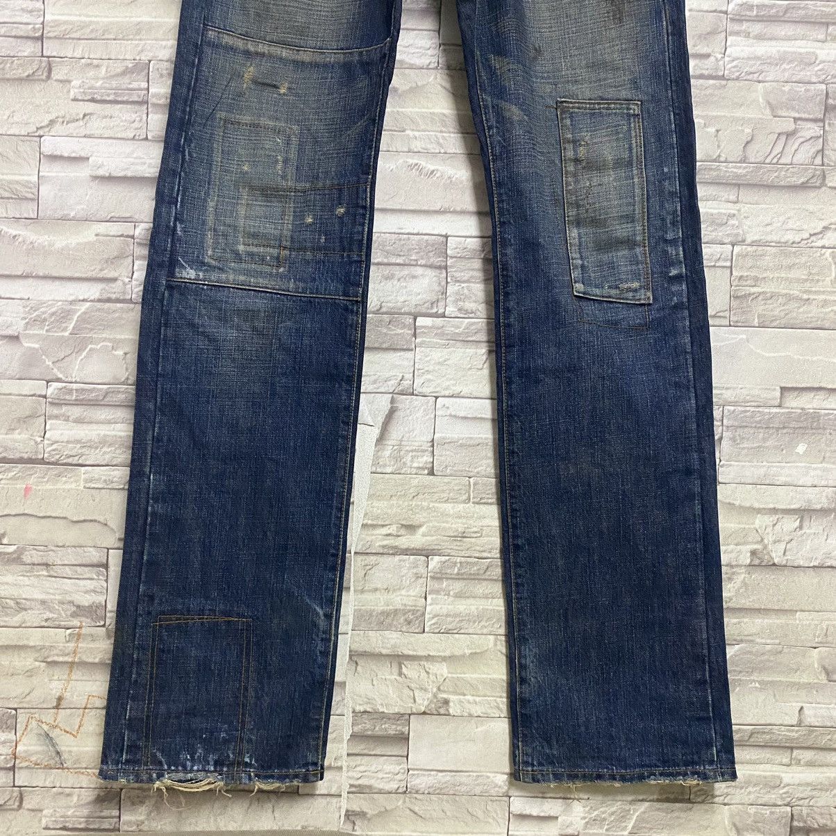 Morgan Homme MORGAN HOMME Leather Trimmed Denim Patchwork Jeans Size US 31 - 9 Thumbnail