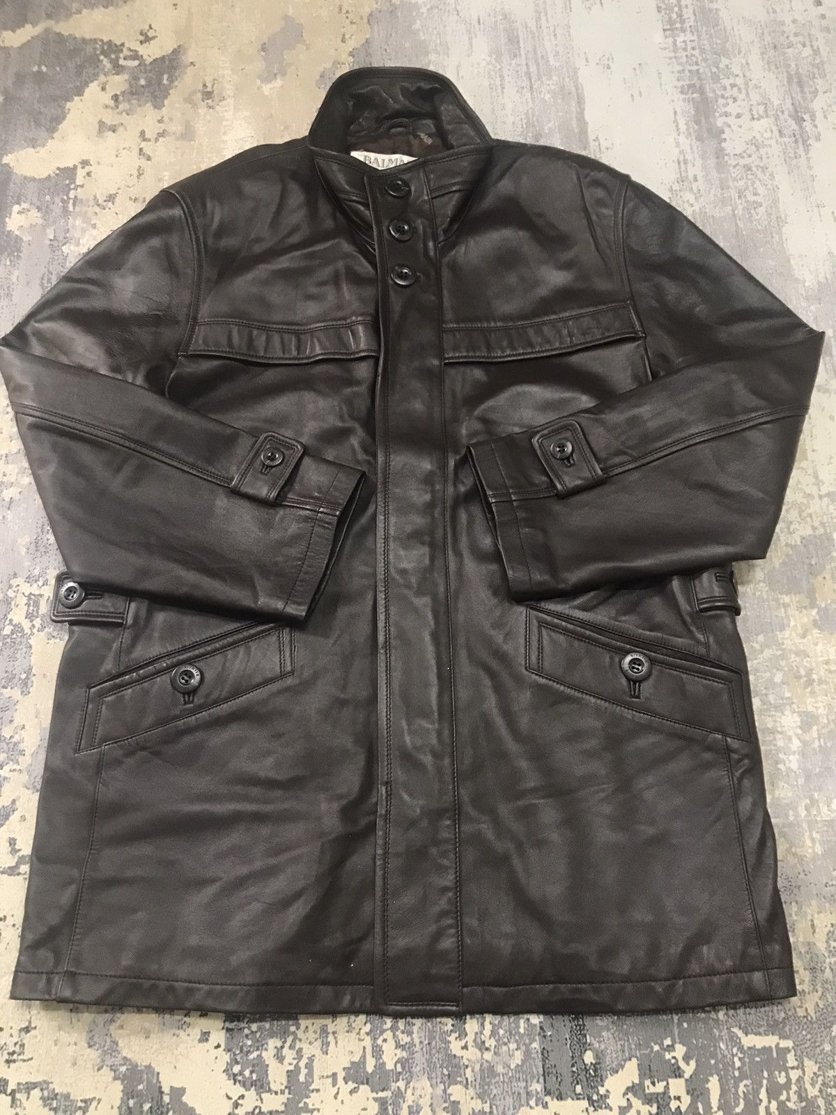 Balmain Balmain Designer Branded Paris Leather Long Jacket Size US L / EU 52-54 / 3 - 4 Thumbnail