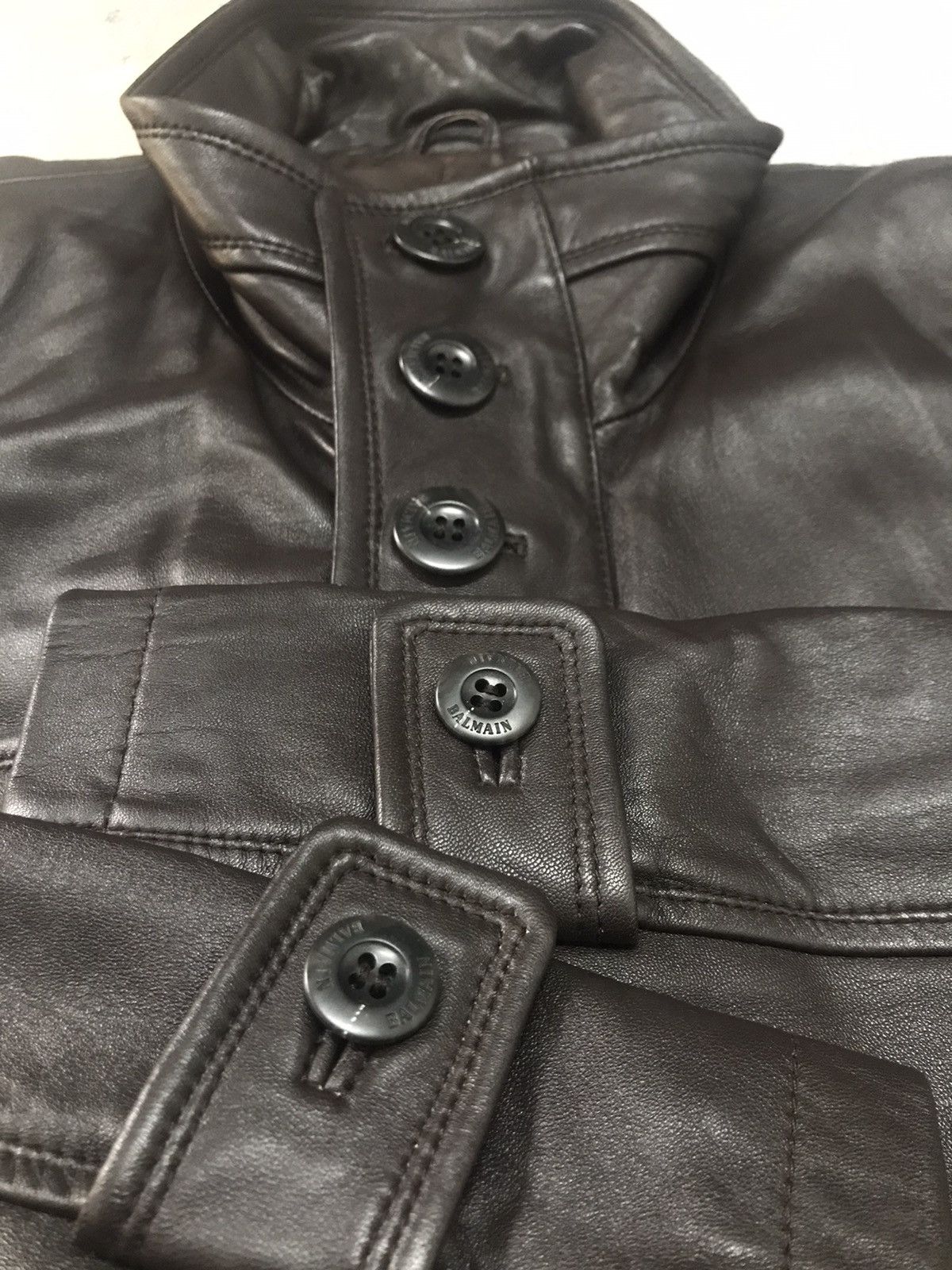 Balmain Balmain Designer Branded Paris Leather Long Jacket Size US L / EU 52-54 / 3 - 5 Thumbnail