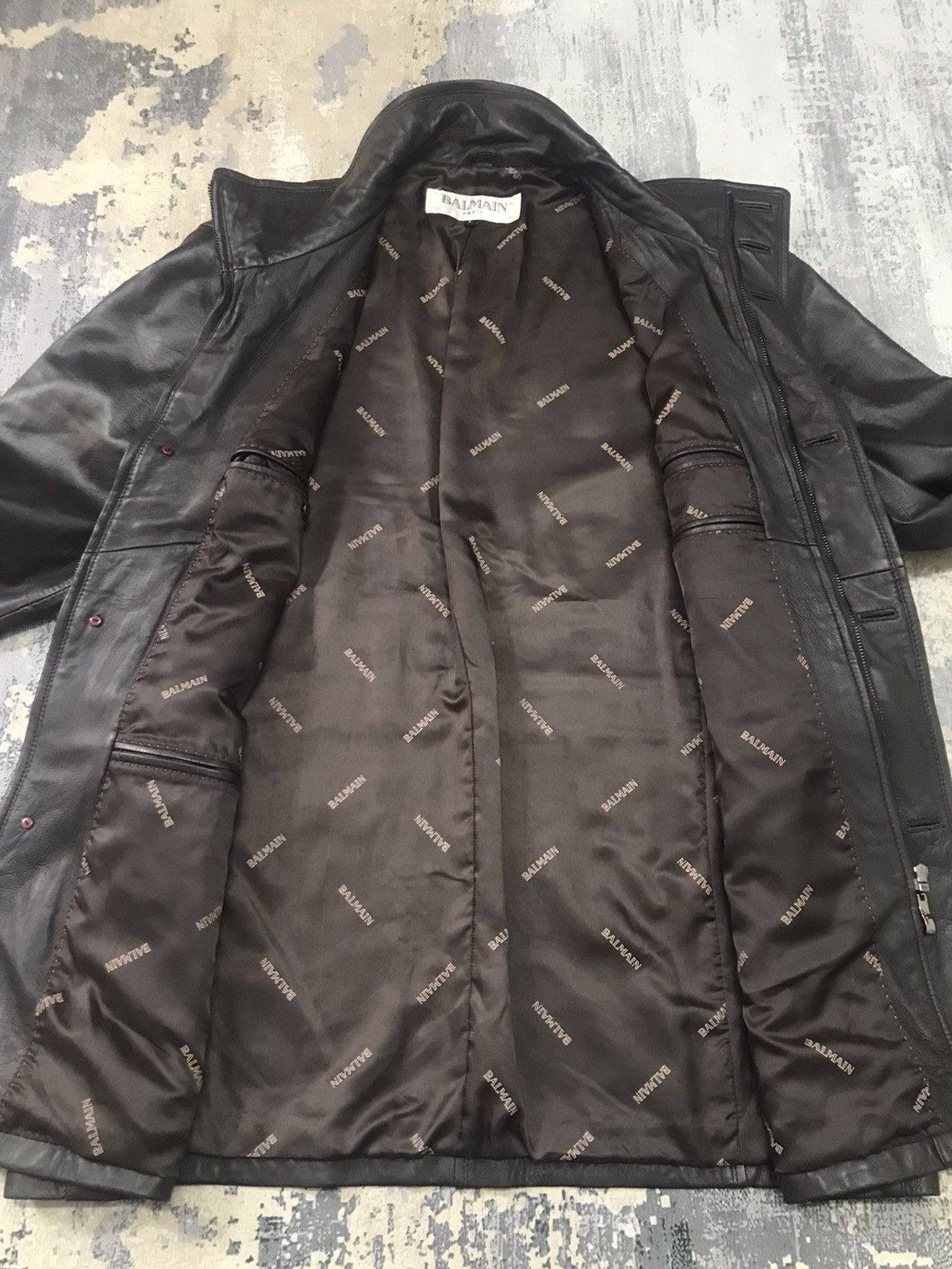 Balmain Balmain Designer Branded Paris Leather Long Jacket Size US L / EU 52-54 / 3 - 7 Thumbnail