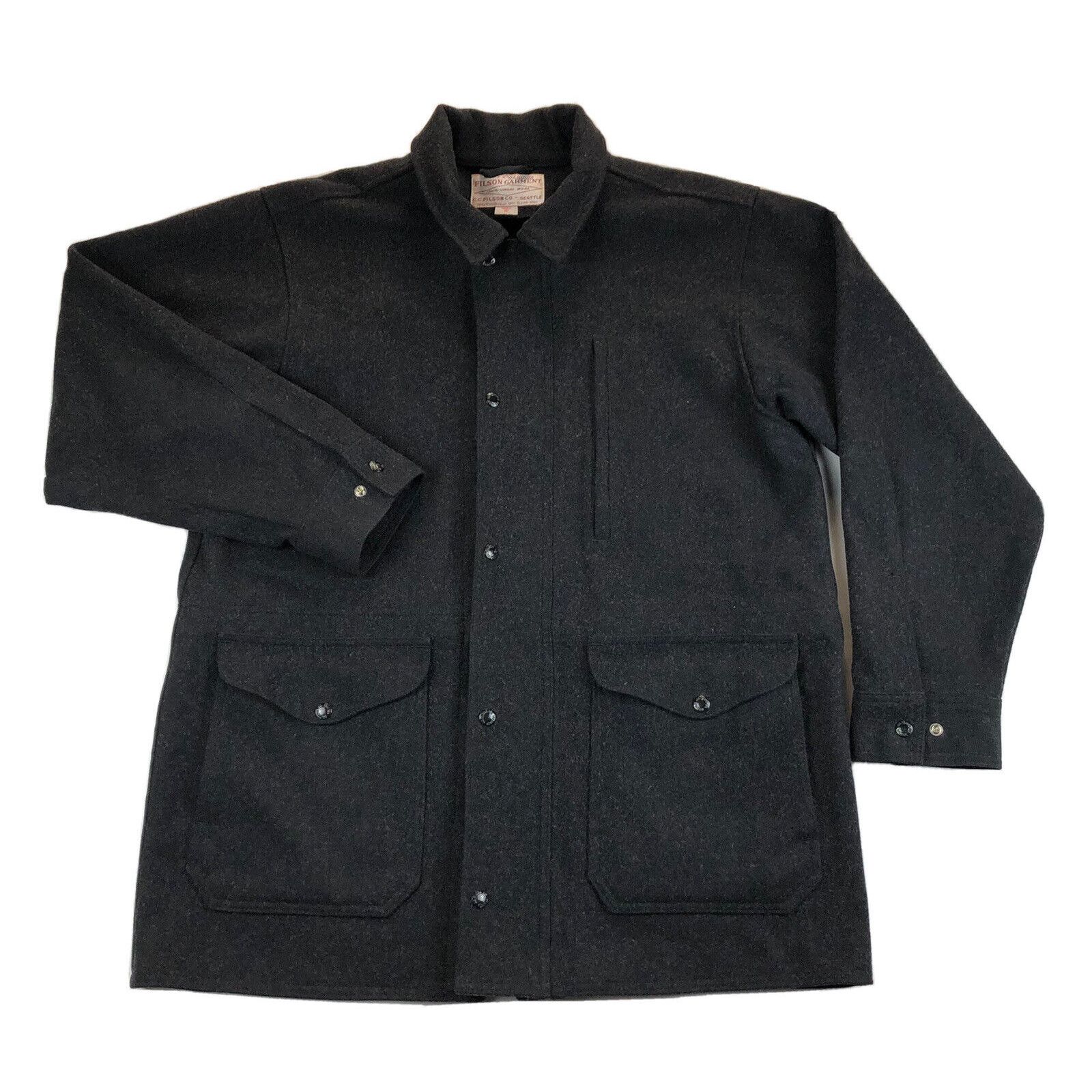 Filson CC Filson Co VTG Mens XL 100 Virgin Wool Charcoal Gray Snap Button Coat Grailed