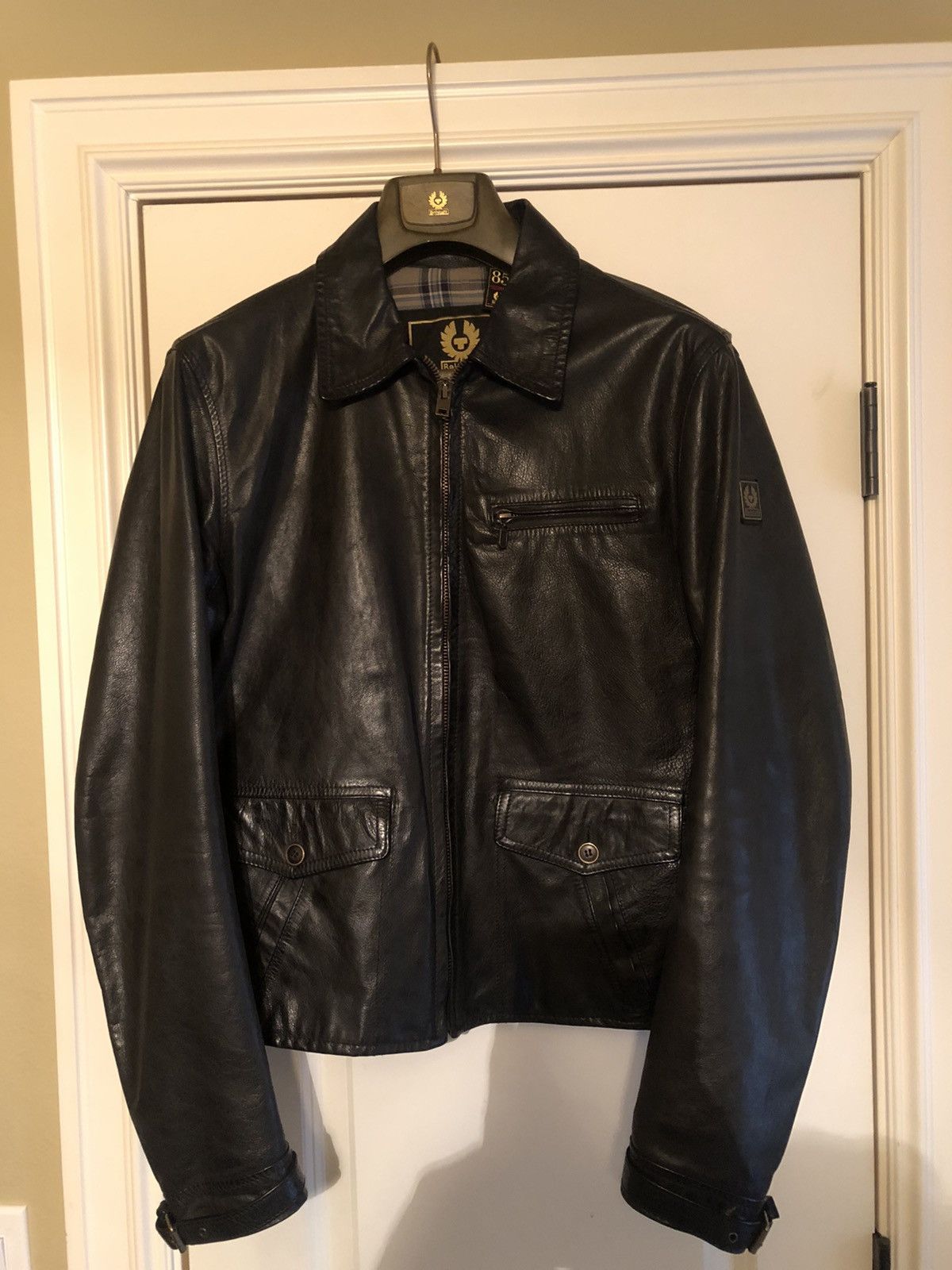 Belstaff Rare Belstaff Black Patterson Leather Jacket. Large slim Grailed