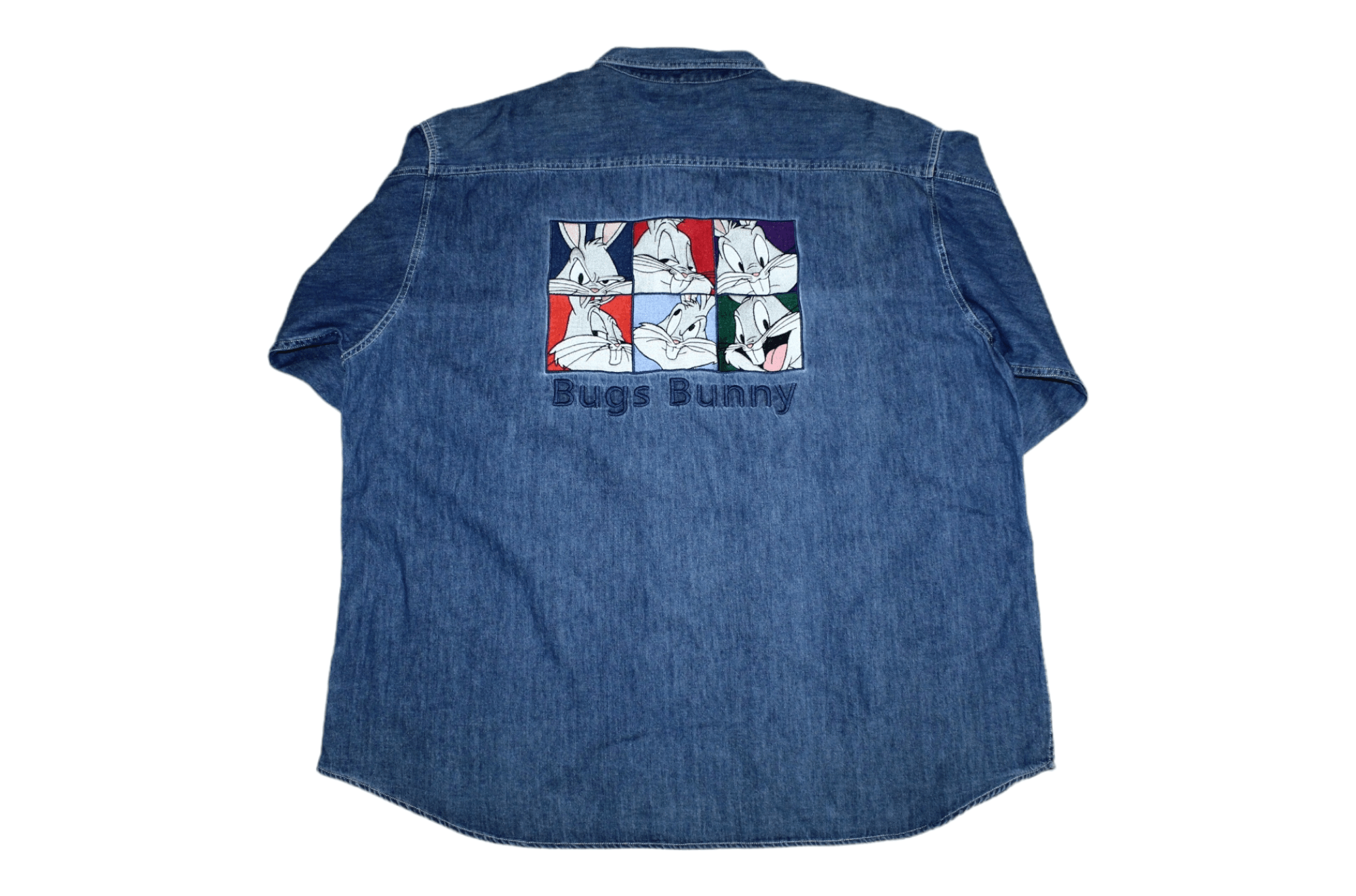 Warner Bros Y2k💥Warner Bros. Bugs Bunny Embroidered Baggy Denim Shirt Size US XXL / EU 58 / 5 - 1 Thumbnail