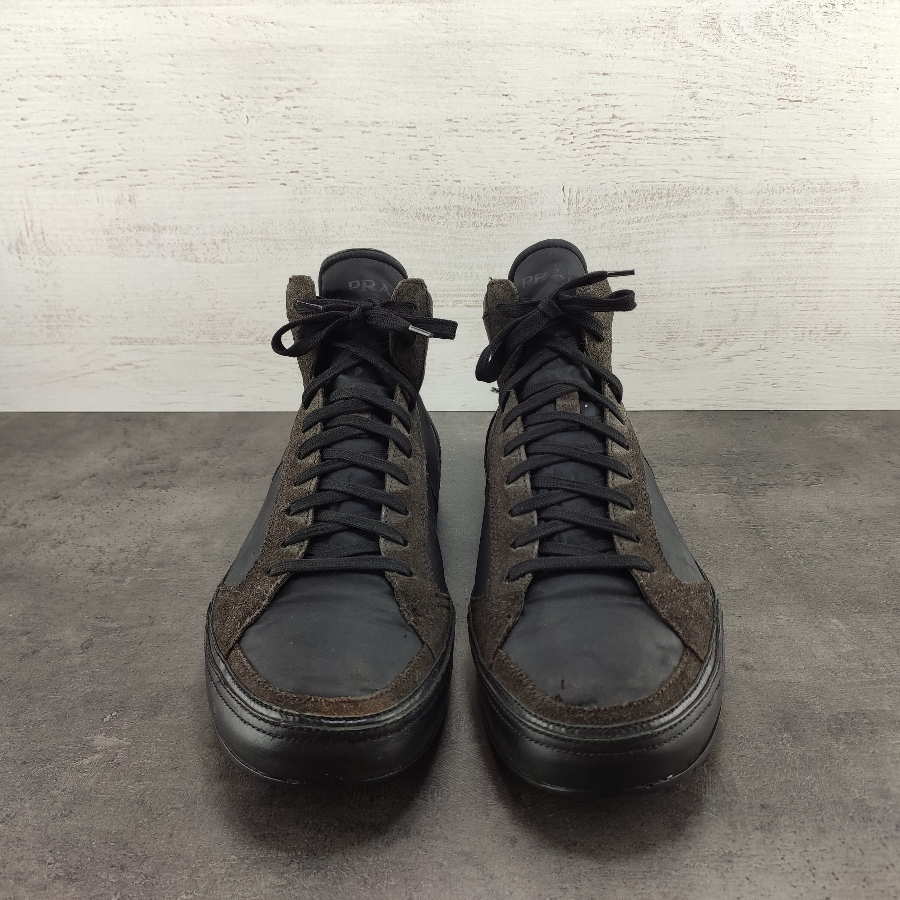 Prada × Vintage Prada Hi Top Suede/Nylon Sneakers Size US 9.5 / EU 42-43 - 3 Thumbnail
