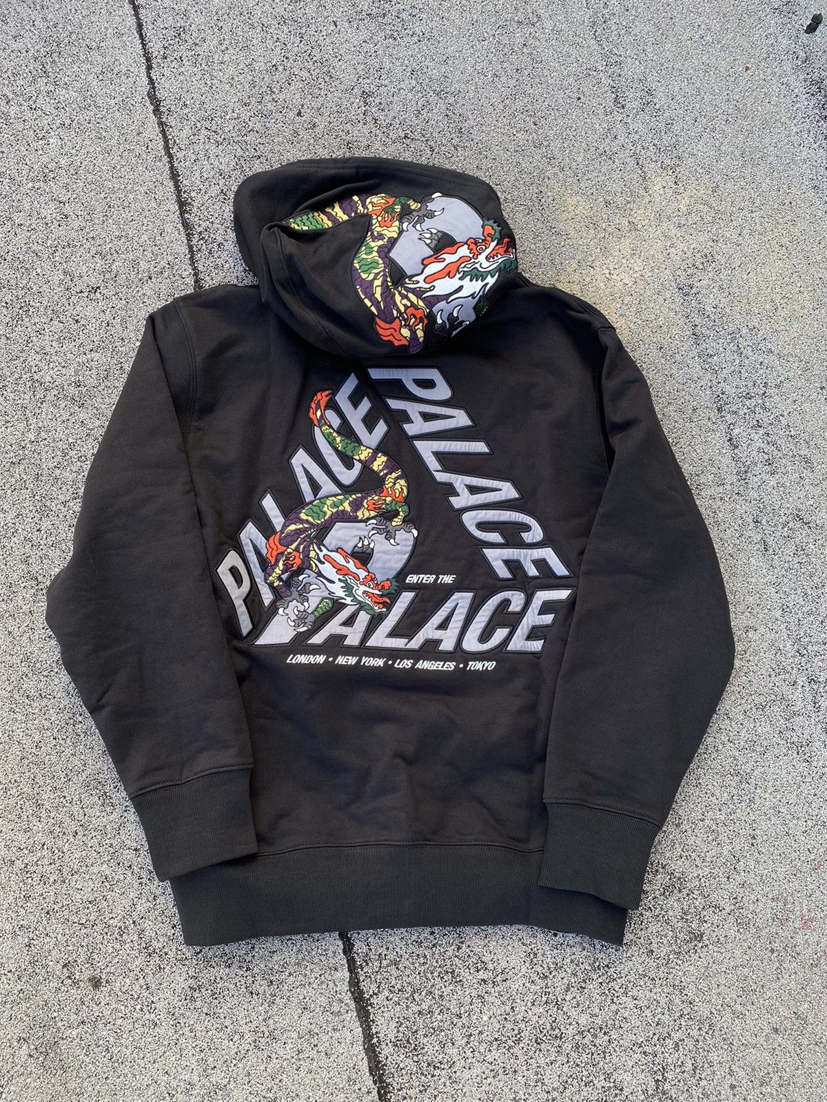 Palace Palace P3 dragon hoodie black | Grailed