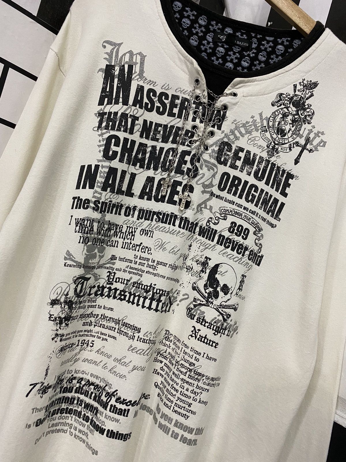Designer × Japanese Brand Pino Bazzo Japan Double Collar Cross Chains Poems LS Tee Size US L / EU 52-54 / 3 - 2 Thumbnail