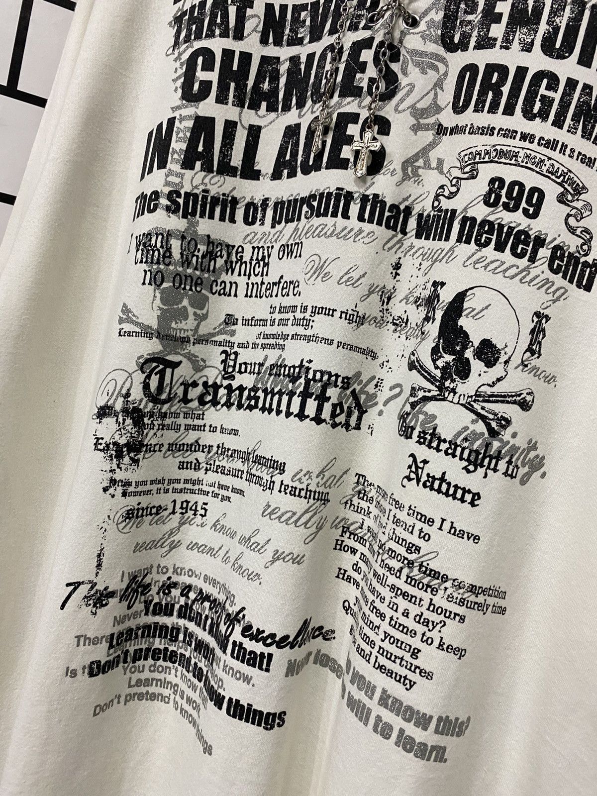 Designer × Japanese Brand Pino Bazzo Japan Double Collar Cross Chains Poems LS Tee Size US L / EU 52-54 / 3 - 6 Thumbnail
