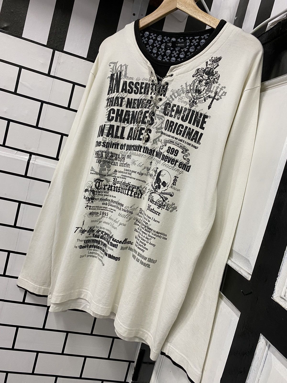 Designer × Japanese Brand Pino Bazzo Japan Double Collar Cross Chains Poems LS Tee Size US L / EU 52-54 / 3 - 5 Thumbnail