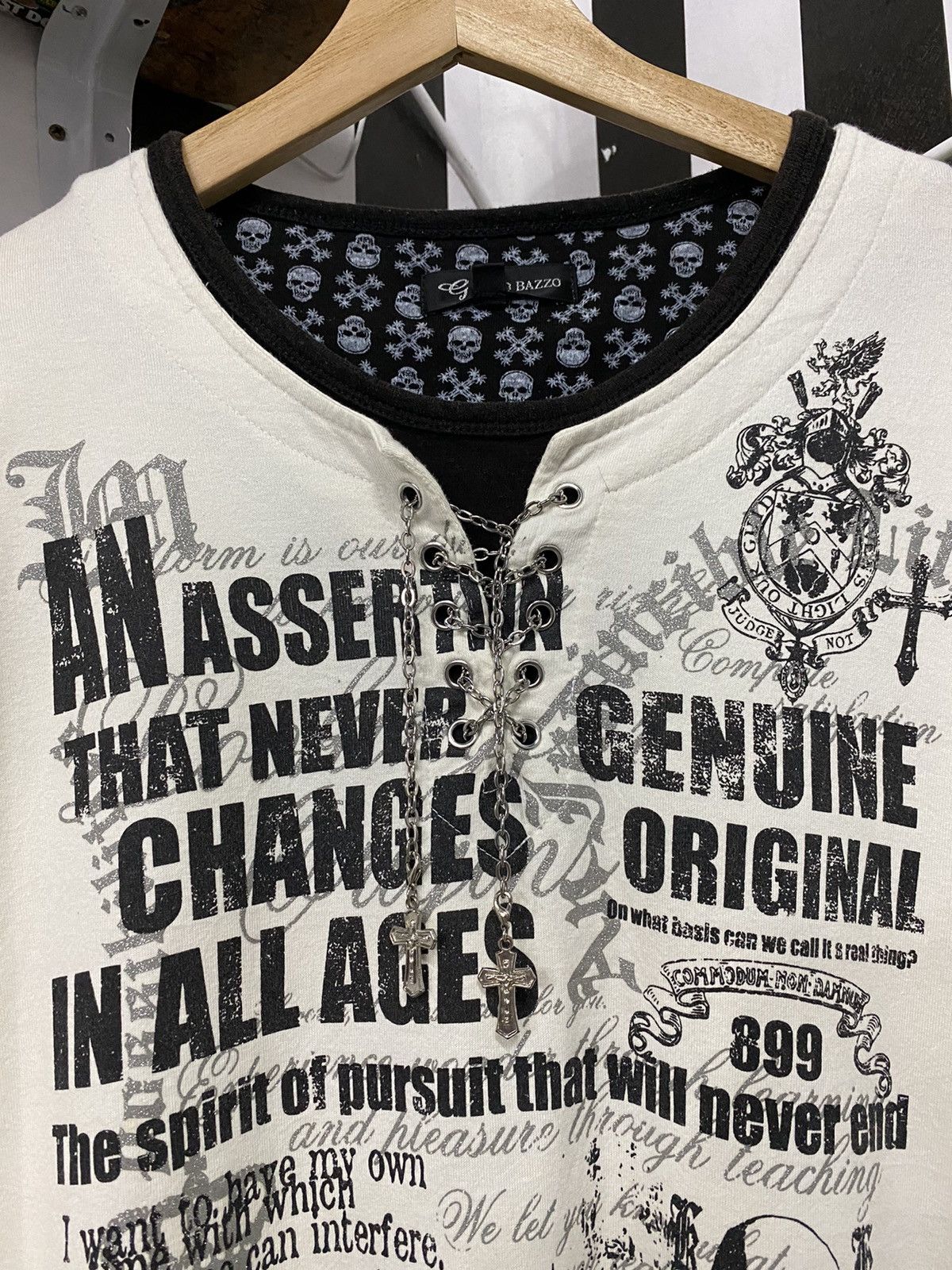 Designer × Japanese Brand Pino Bazzo Japan Double Collar Cross Chains Poems LS Tee Size US L / EU 52-54 / 3 - 3 Thumbnail